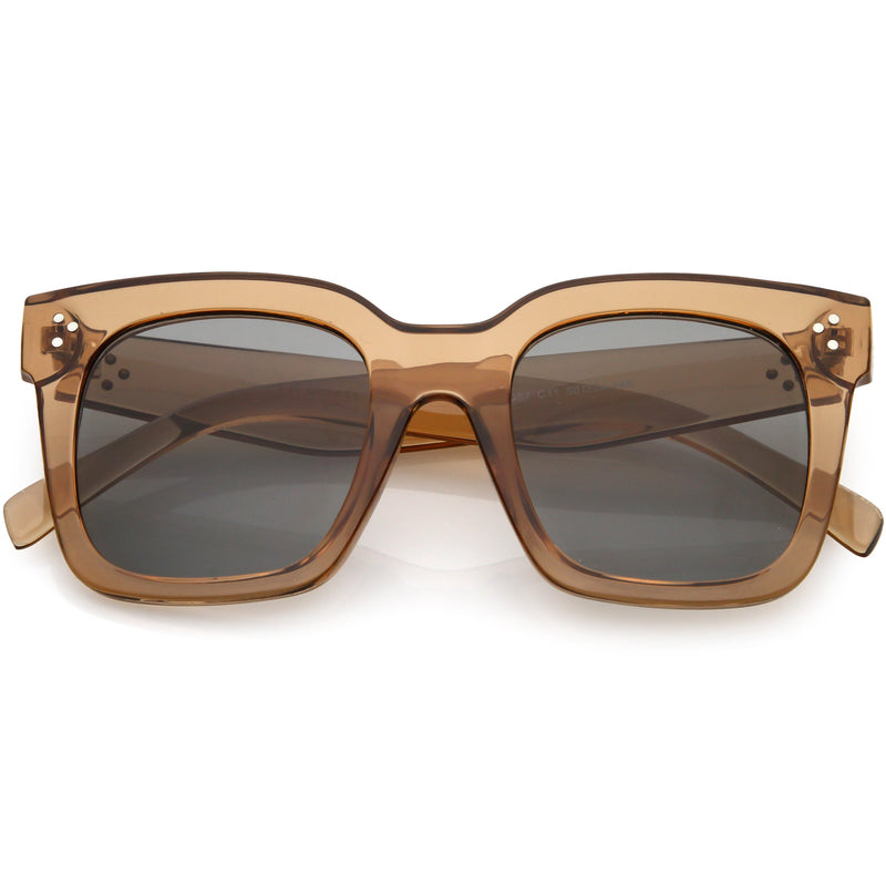 Bold Oversize Horned Rim Flat Lens Sunglasses - zeroUV