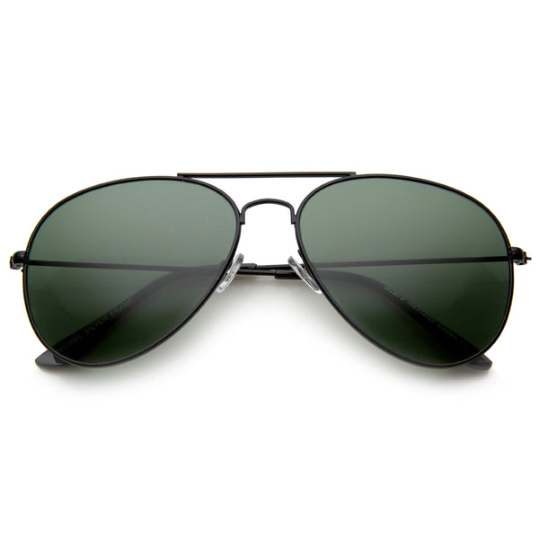 Classic Crossbar Full Metal Frame Green Lens Aviator Sunglasses A293 ...