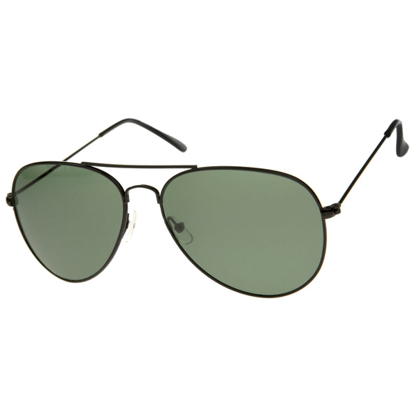 Classic Crossbar Full Metal Frame Green Lens Aviator Sunglasses A293 ...