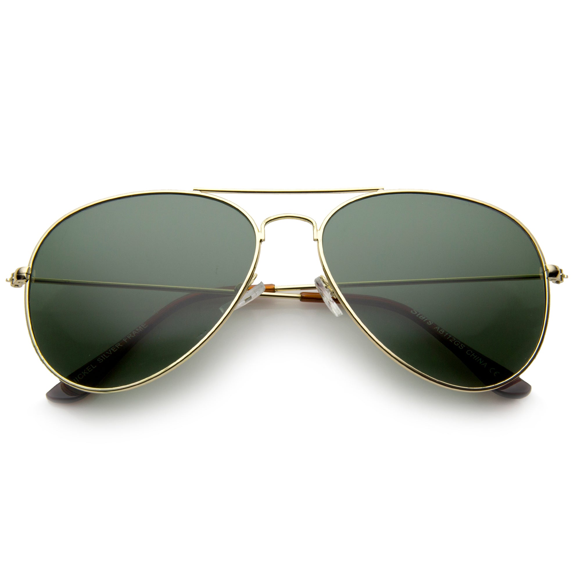 Classic Crossbar Full Metal Frame Green Lens Aviator Sunglasses A293 ...