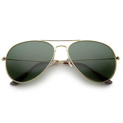 Classic Crossbar Full Metal Frame Green Lens Aviator Sunglasses A293 ...