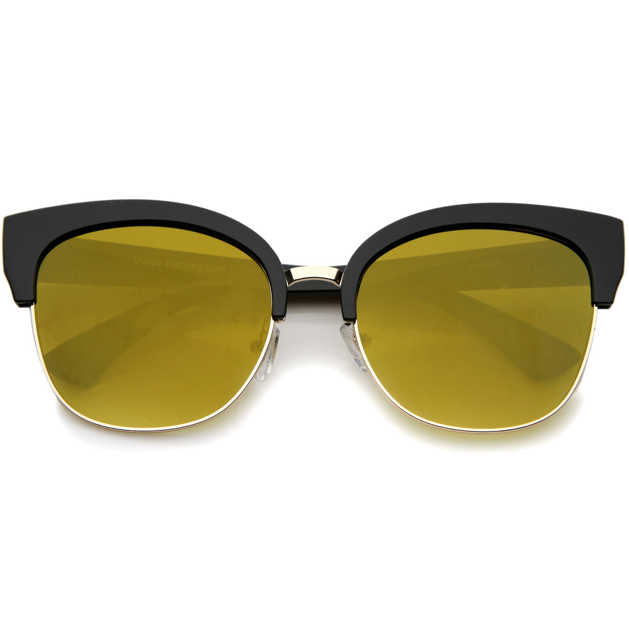 Modern Mirrored Flat Lens Cat Eye Half Frame Sunglasses Zerouv 