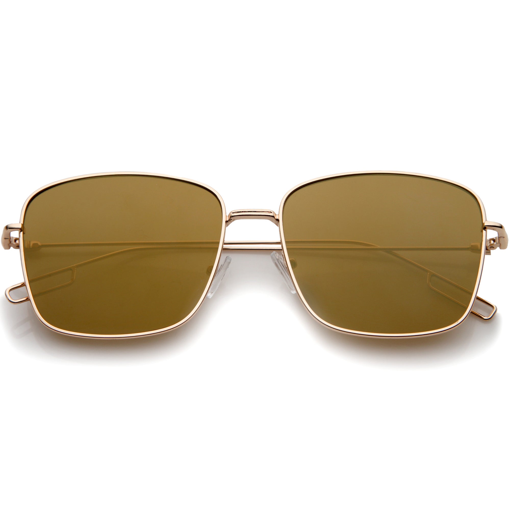 Modern Wire Metal Flat Lens Square Aviator Sunglasses Zerouv 