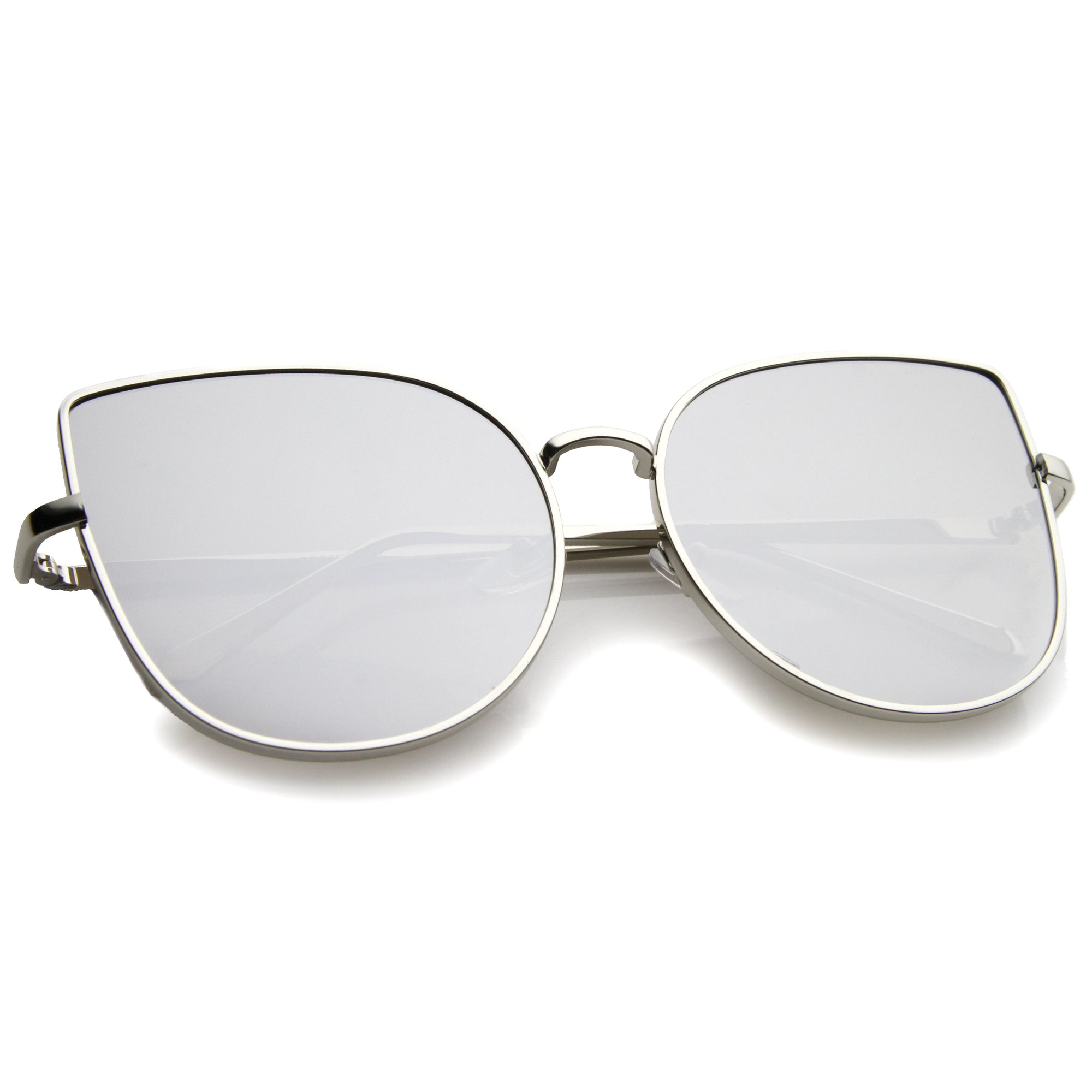 Oversize Modern Flat Mirror Lens Fat Eye Sunglasses Zerouv 