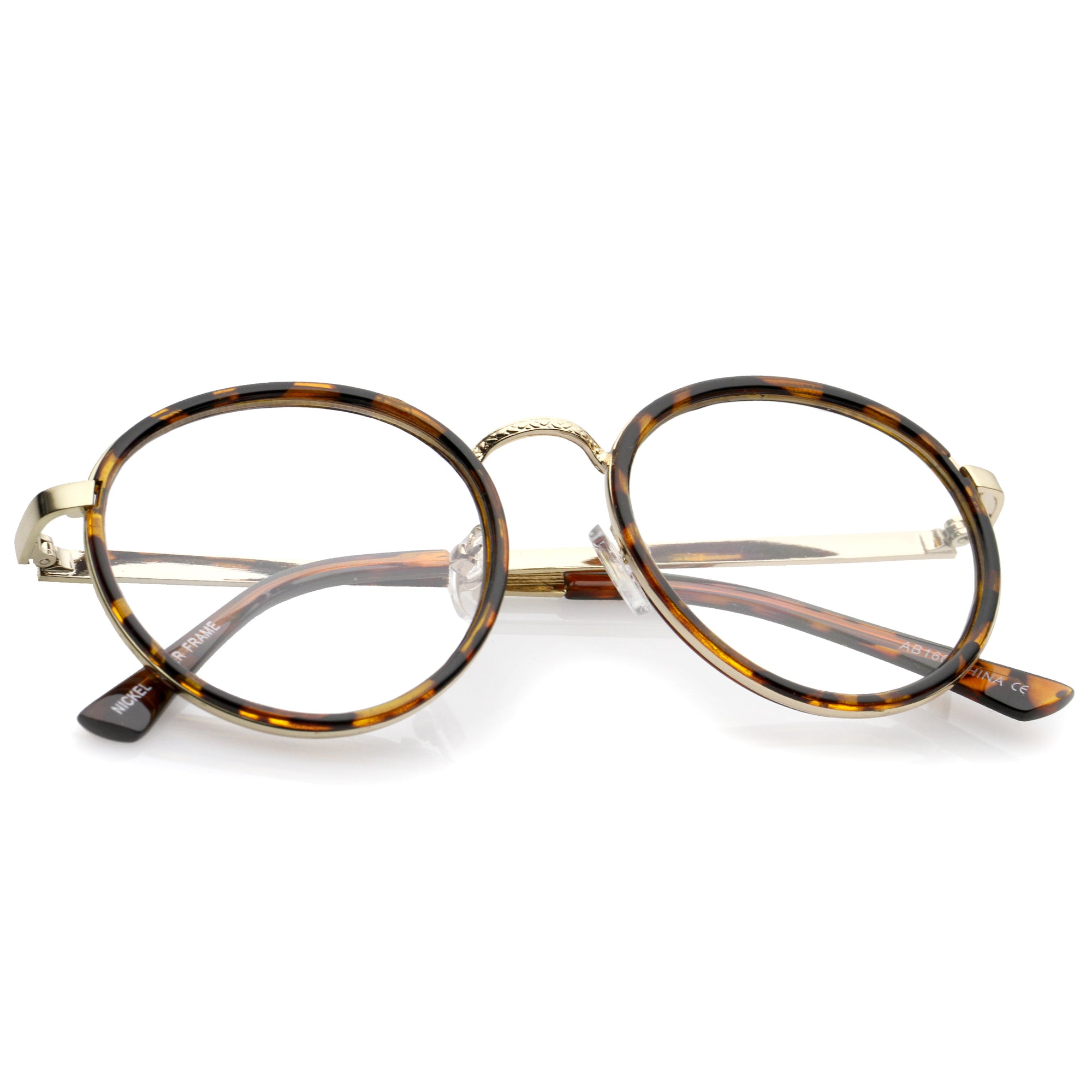 Vintage Round Dapper Clear Lens Glasses - zeroUV