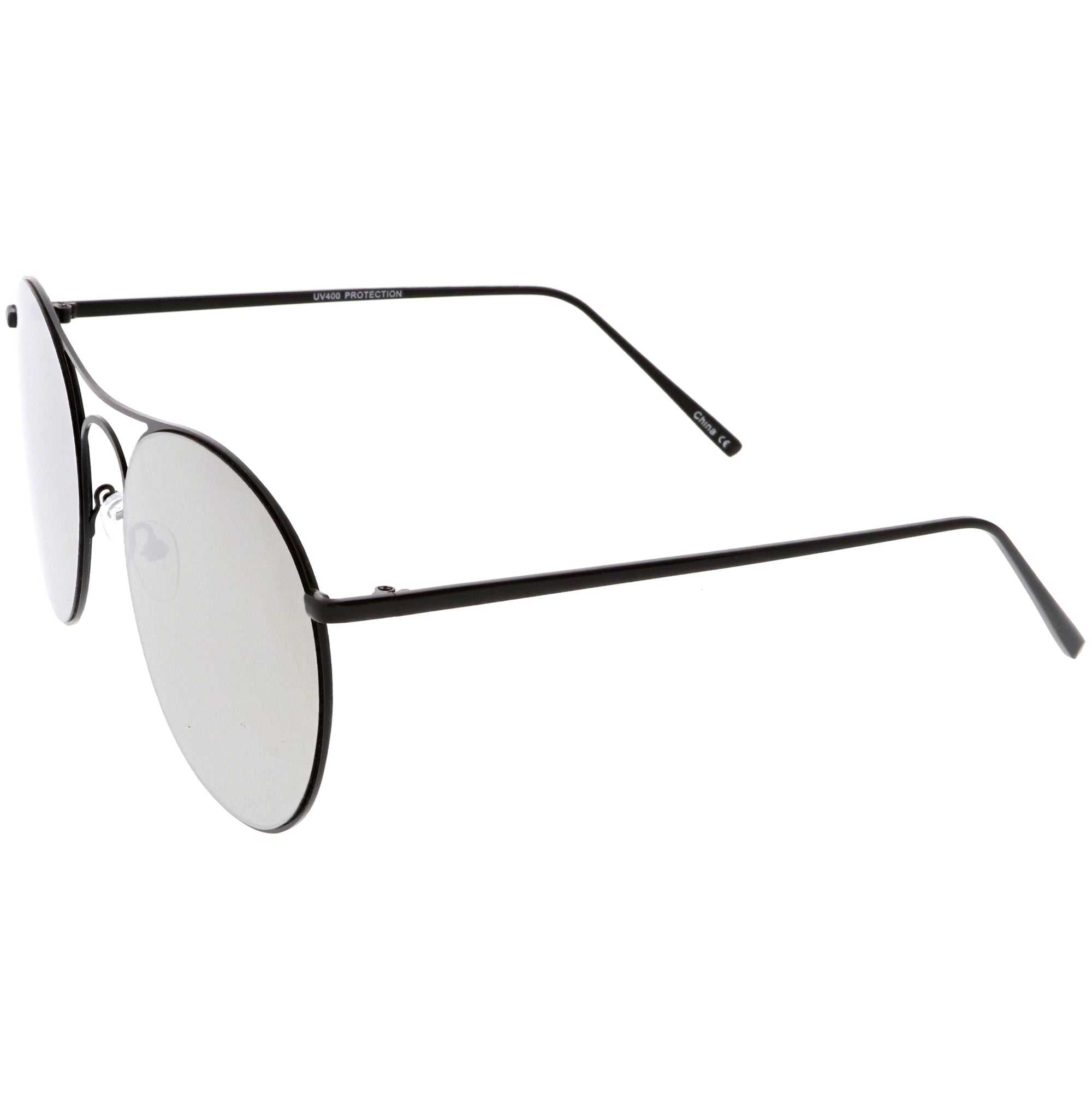 Retro Modern Oversize Round Mirrored Flat Lens Aviator Sunglasses Zerouv 