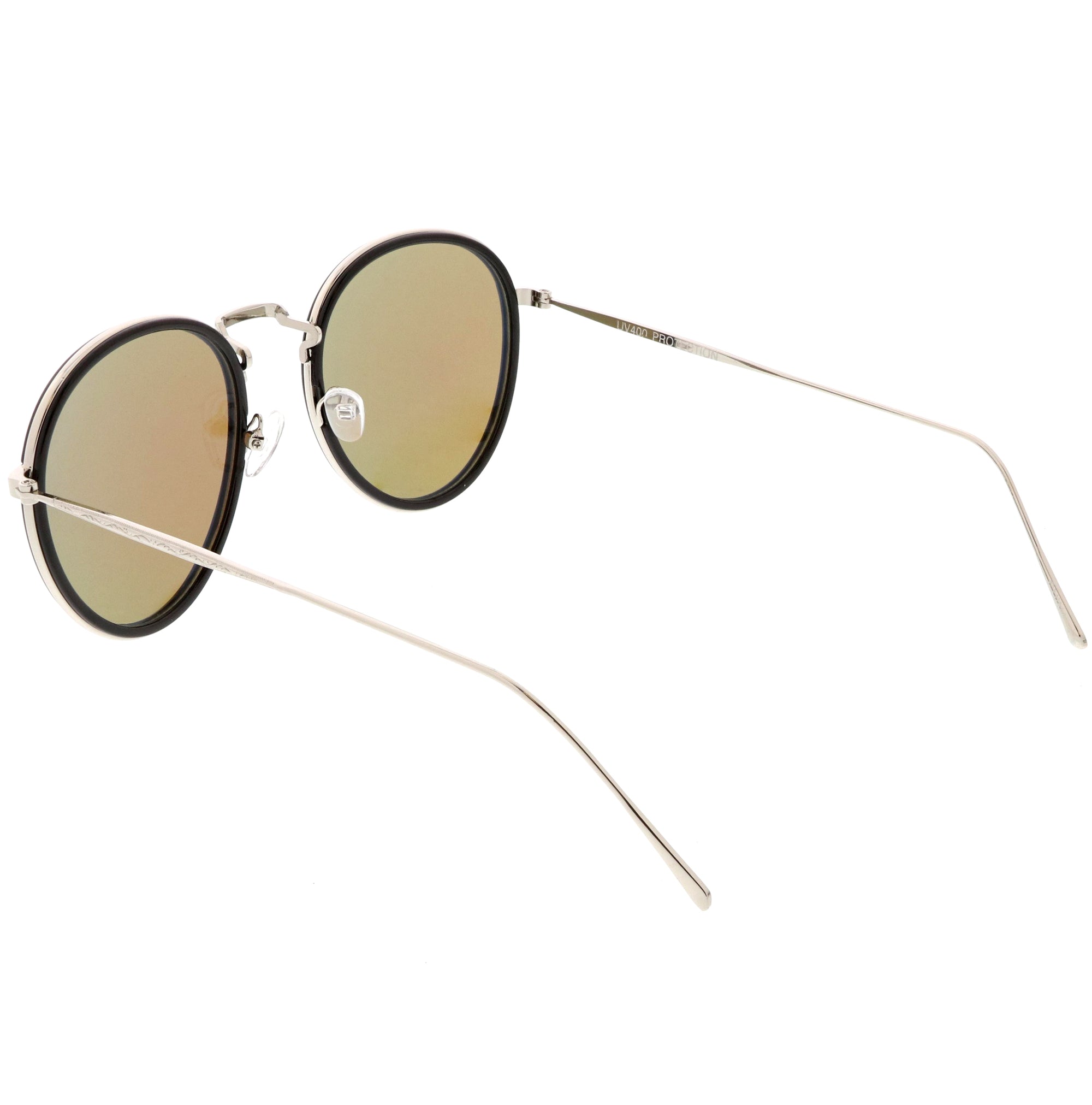 Modern European Mirrored Flat Lens Aviator Sunglasses Zerouv