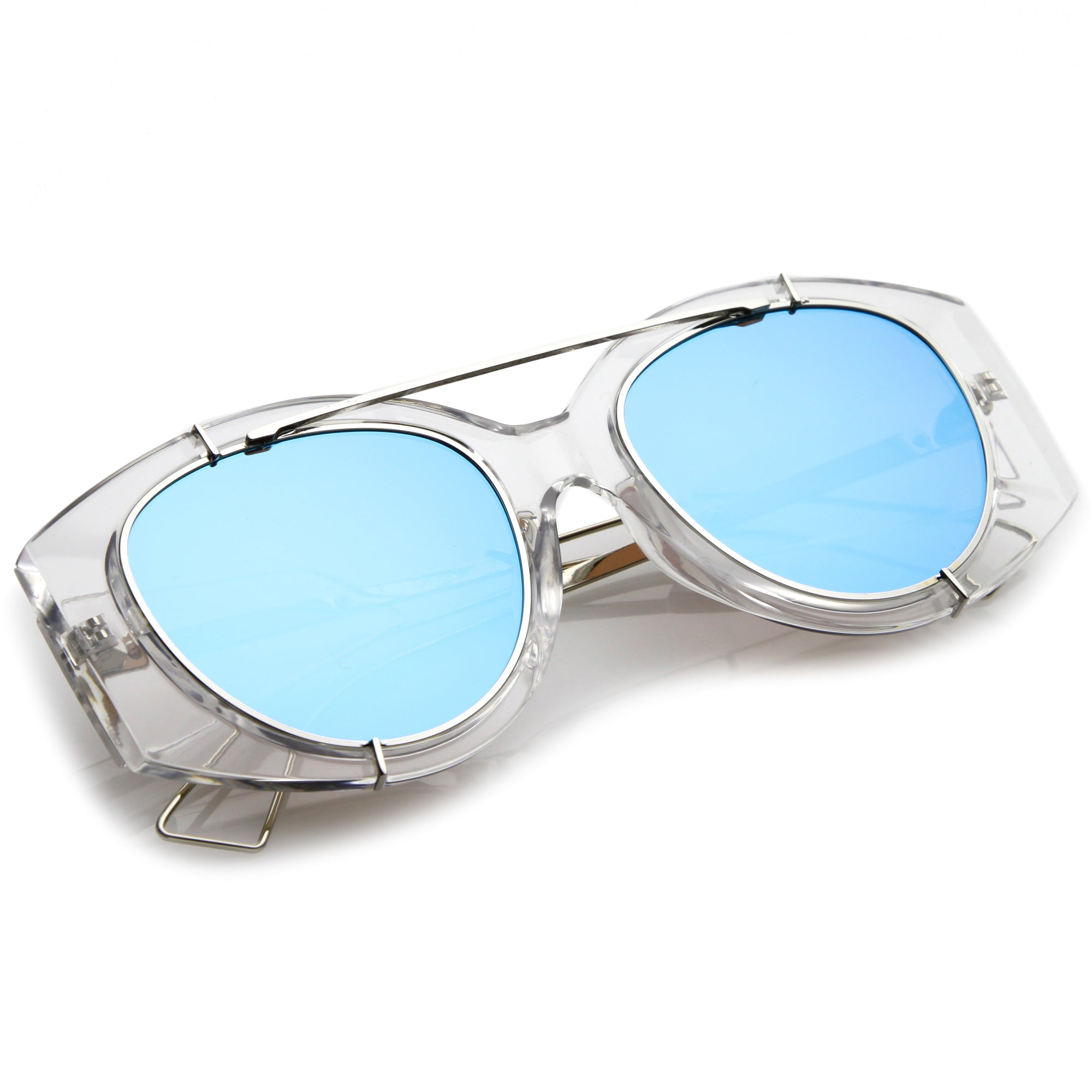 Futuristic Translucent Mirrored Flat Lens Aviator Sunglasses Zerouv 