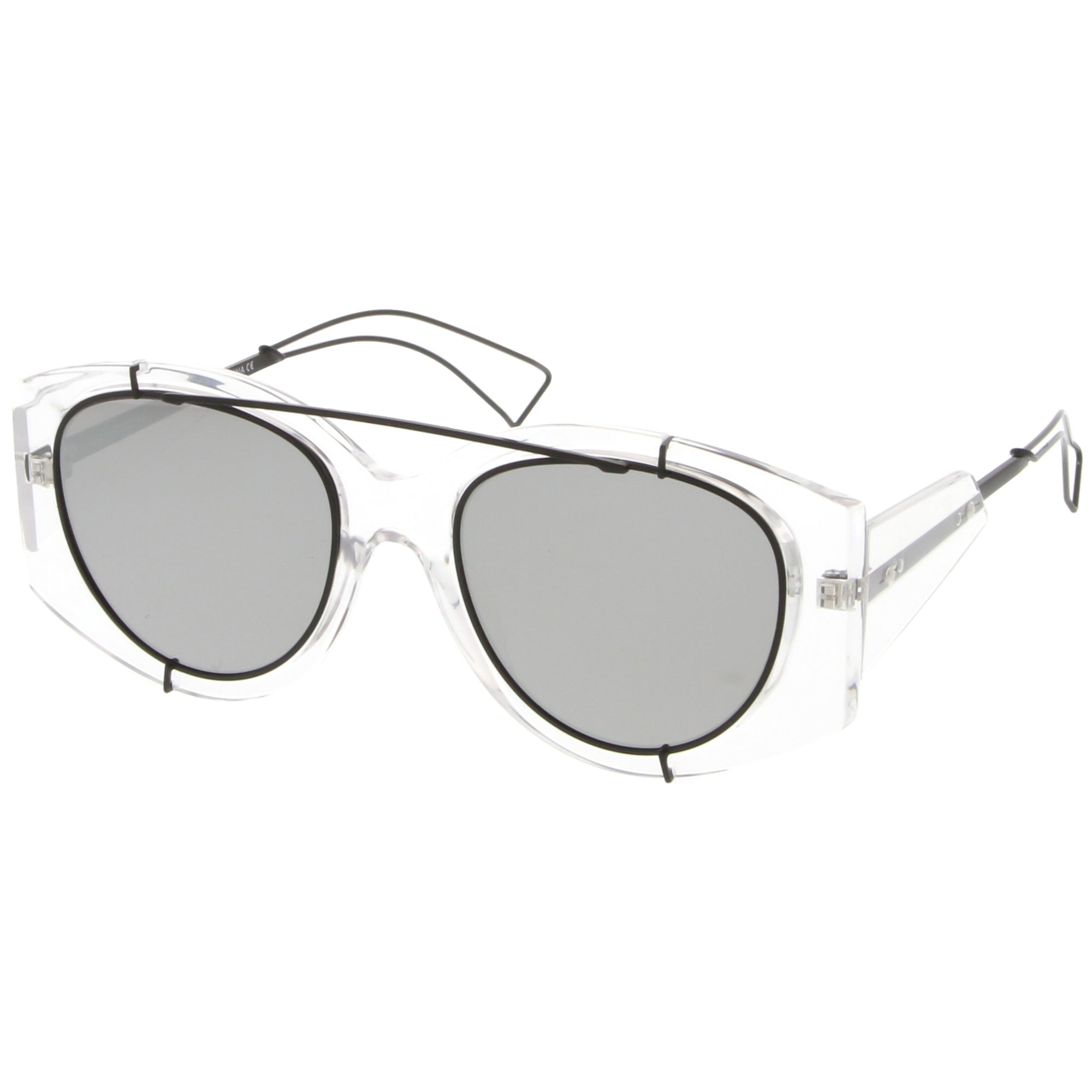 Futuristic Translucent Mirrored Flat Lens Aviator Sunglasses Zerouv 