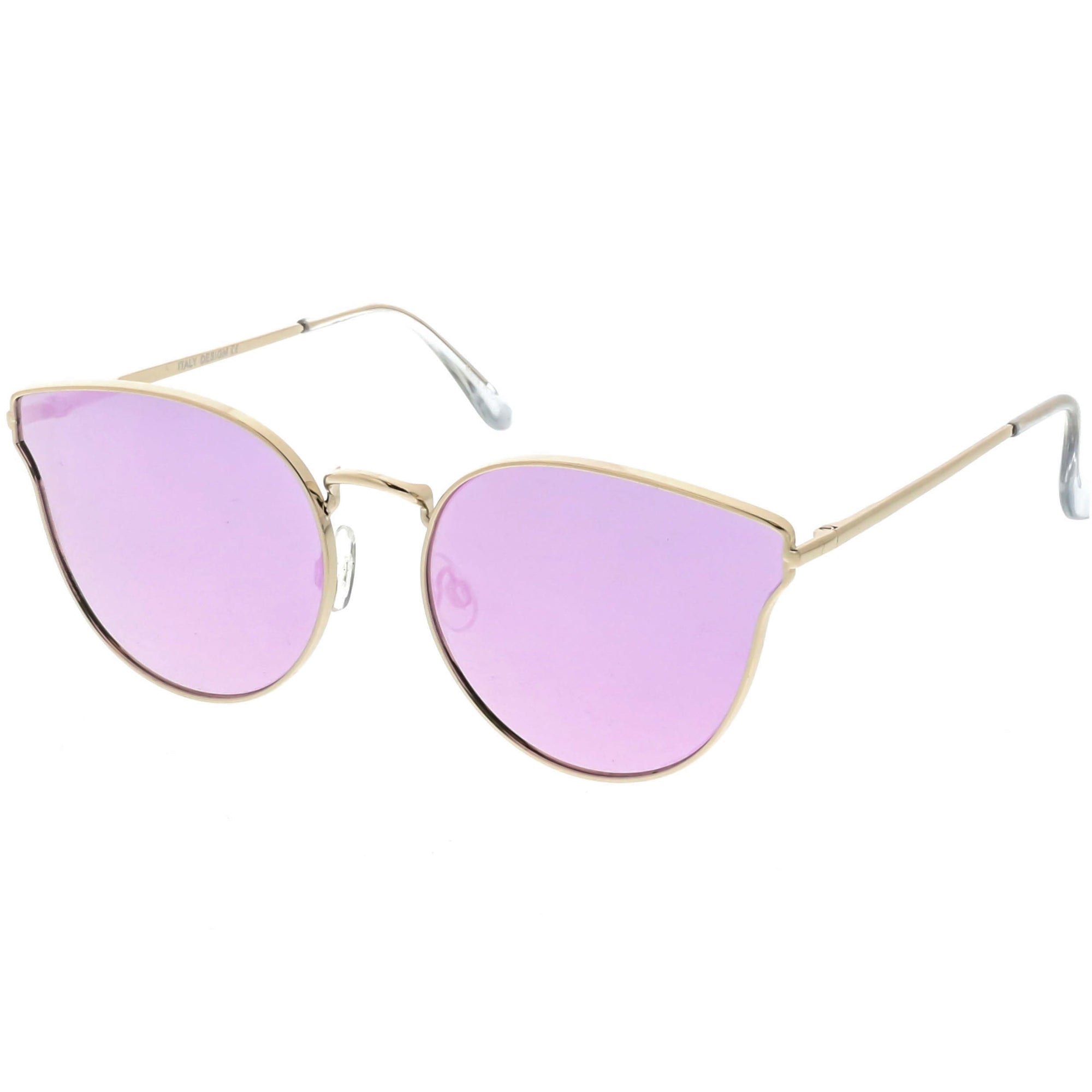 Women's Premium Laser Cut Mirrored Flat Lens Cat Eye Sunglasses - zeroUV