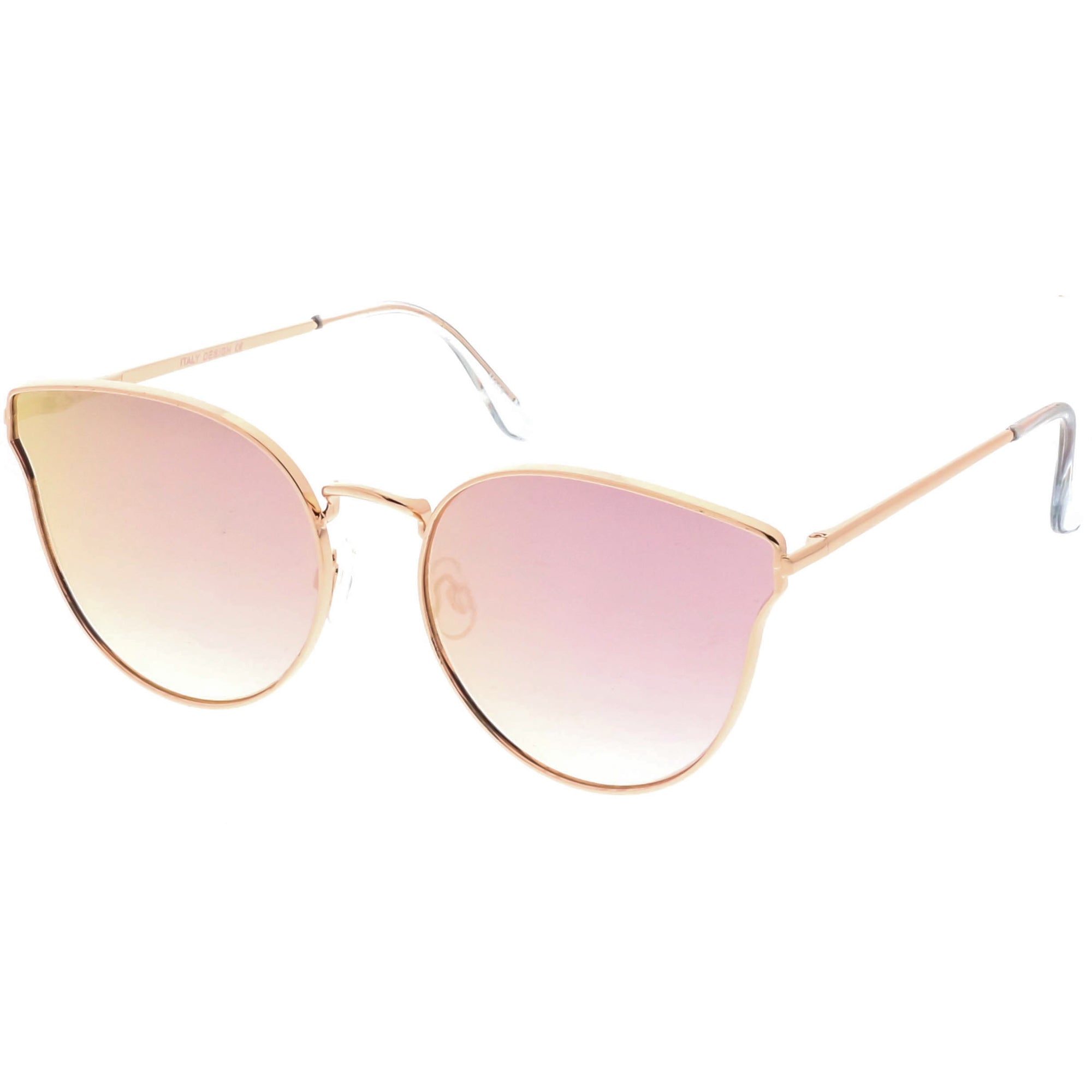 Women's Premium Laser Cut Mirrored Flat Lens Cat Eye Sunglasses - zeroUV