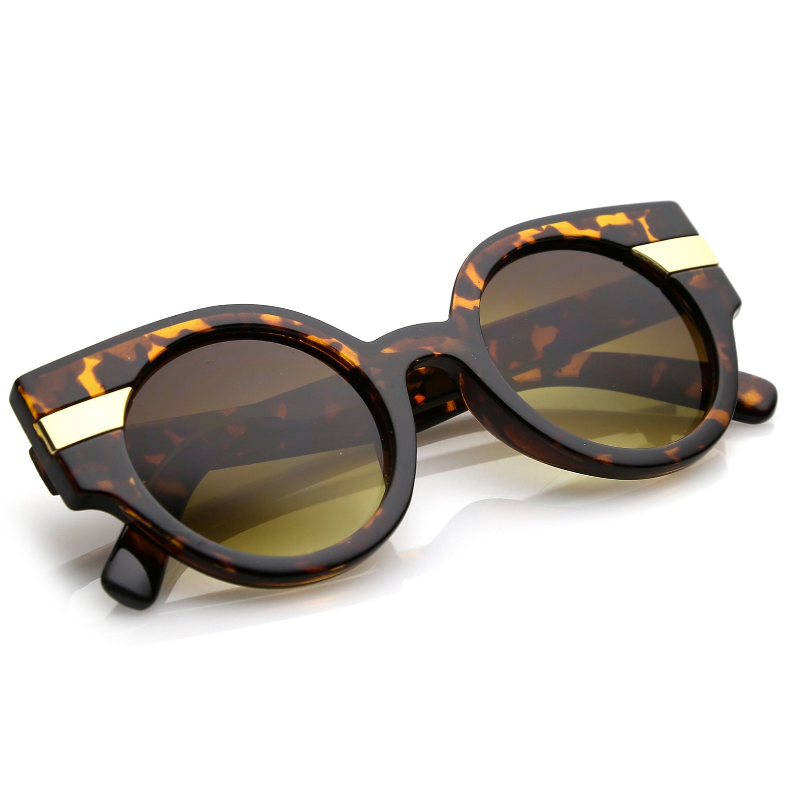 Retro Modern Pastel Round Wing Tip Sunglasses - zeroUV