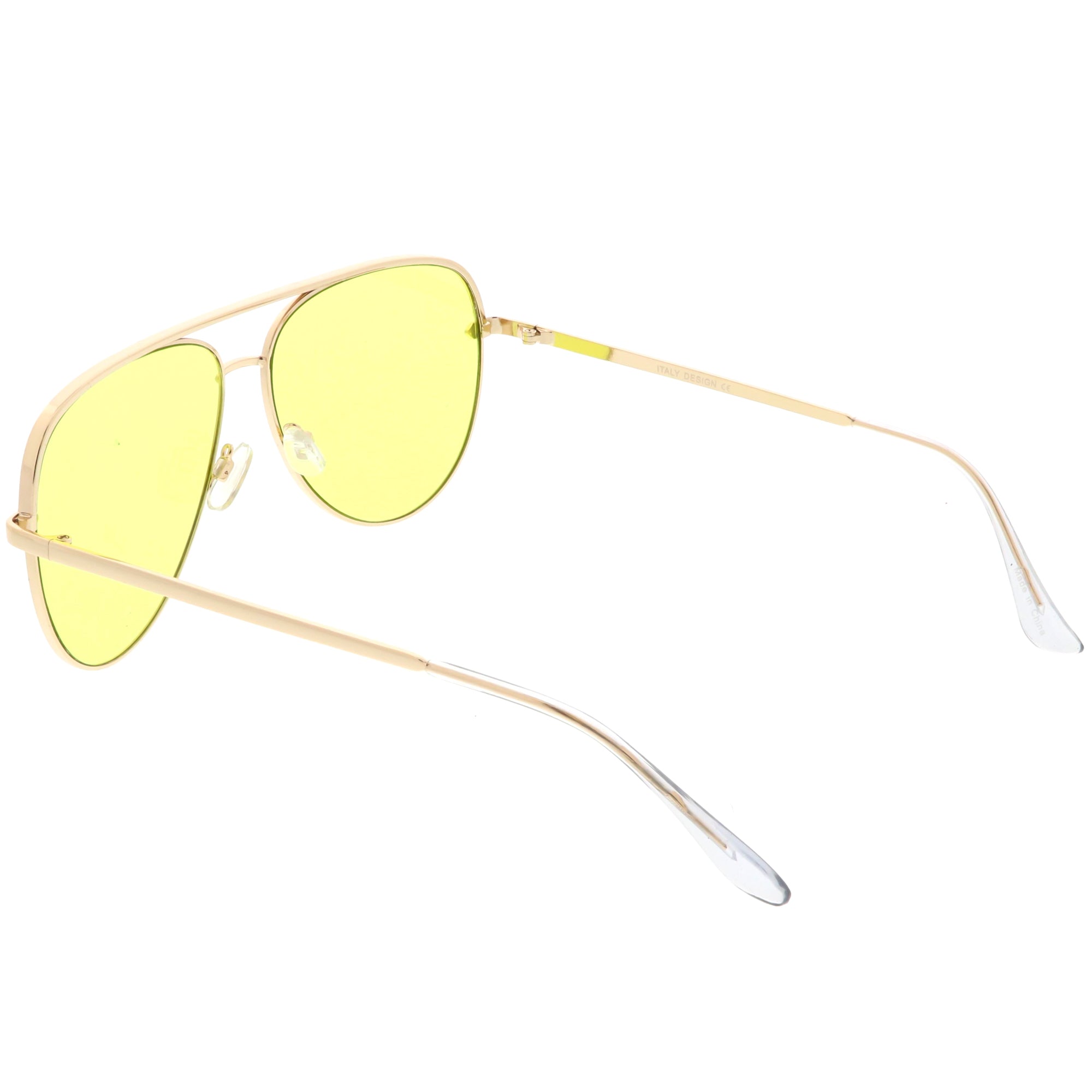 Premium Metal Flat Color Tone Lens Aviator Sunglasses 60mm - zeroUV