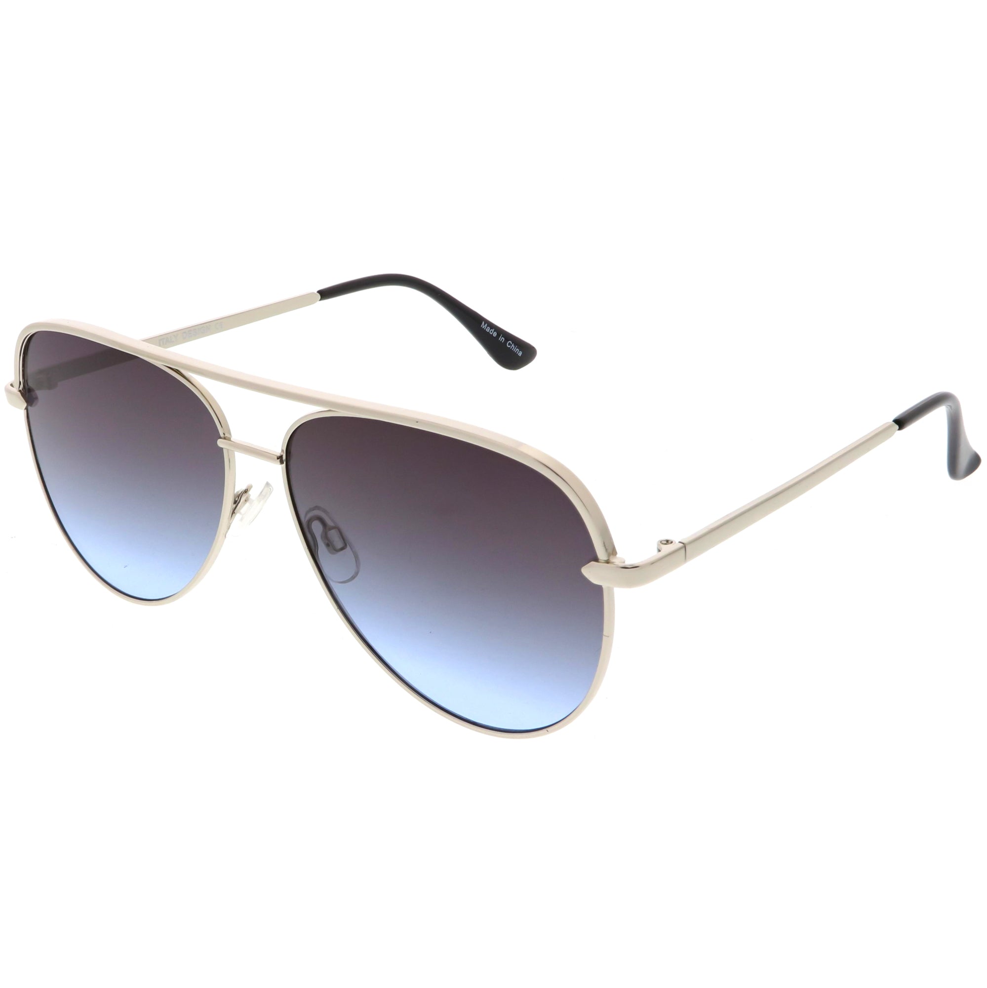 Premium Metal Flat Color Tone Lens Aviator Sunglasses 60mm - zeroUV