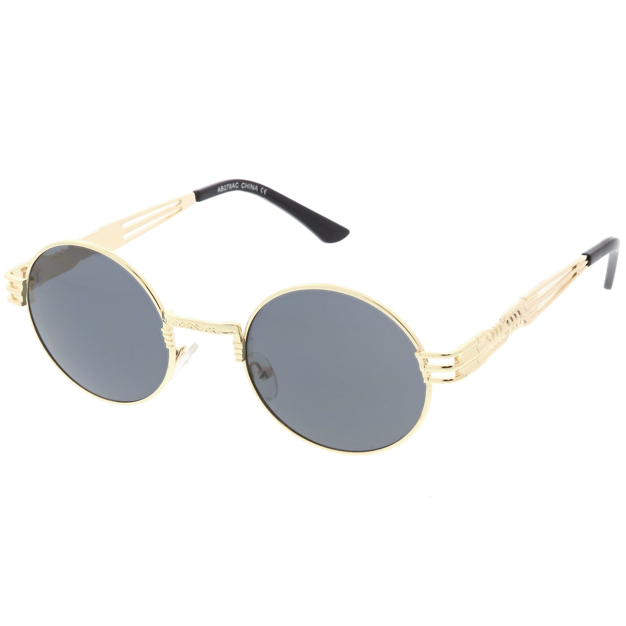 Retro 1990s Oval Steampunk Flat Lens Sunglasses Zerouv 