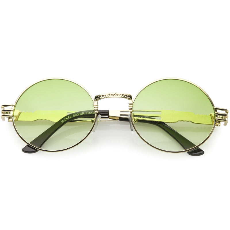 Retro 1990s Oval Steampunk Flat Lens Sunglasses Zerouv 