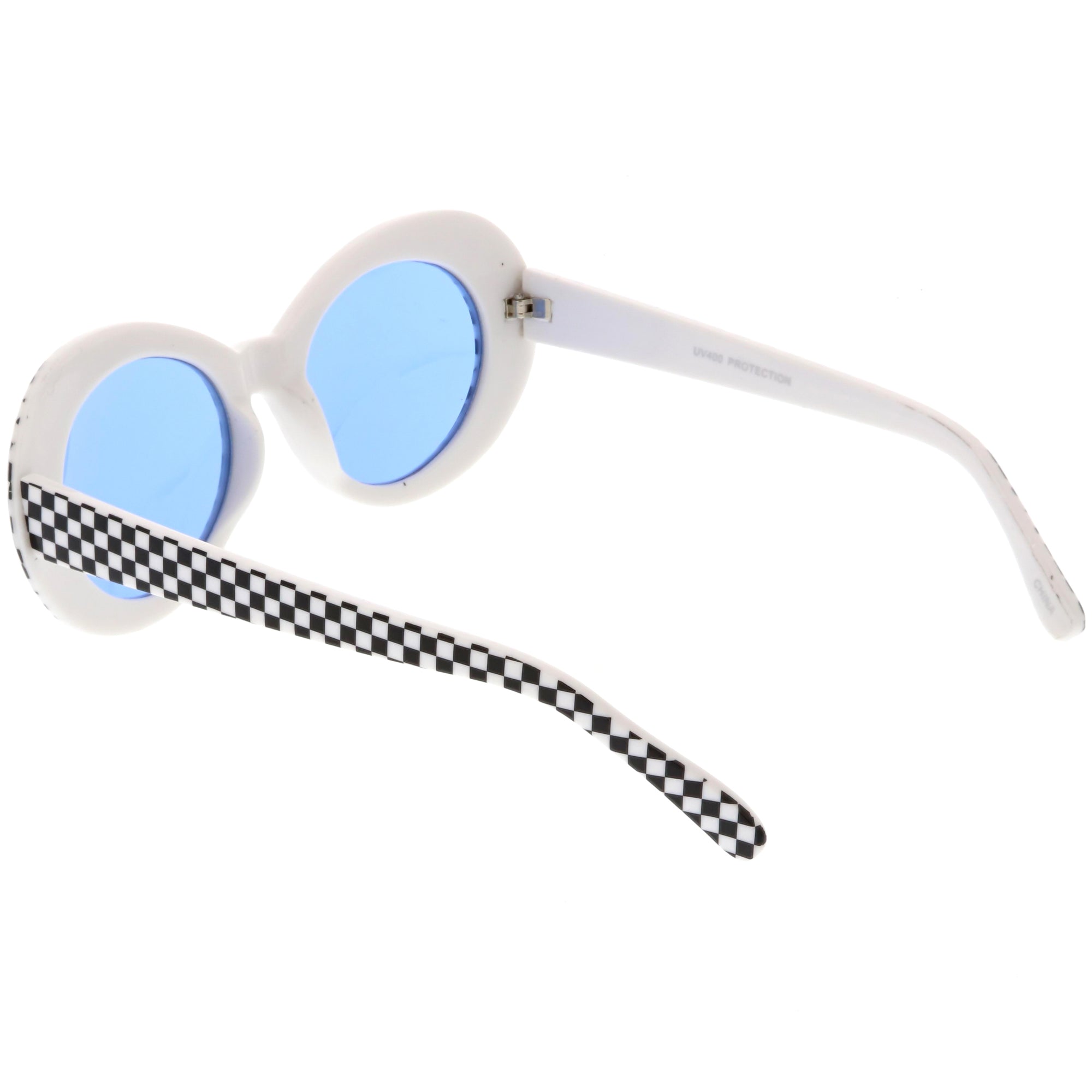 Retro 1990s Rad Clout Goggle Checkered Colored Lens Oval Sunglasses Zerouv 