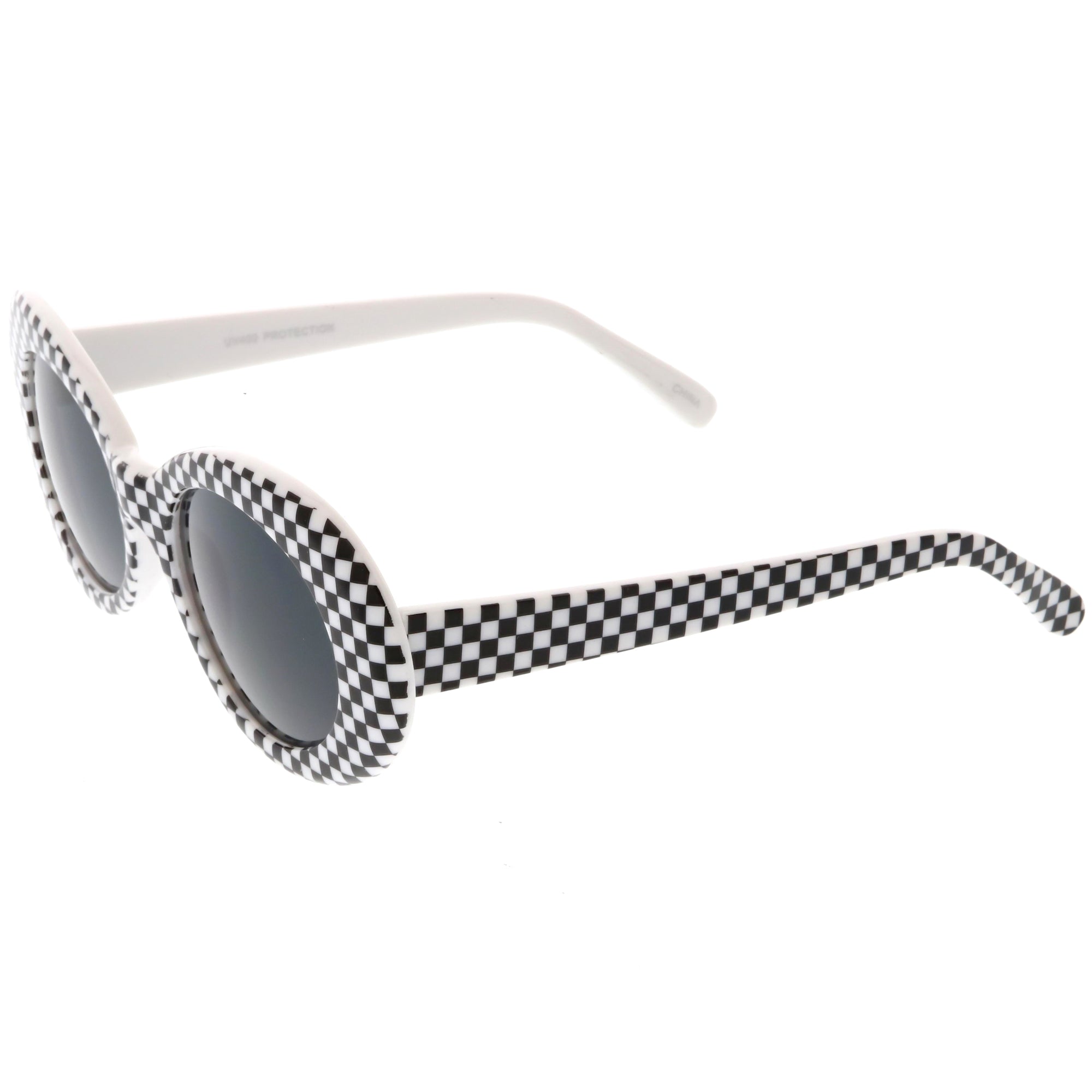 Retro 1990's Rad Clout Goggle Checkered Colored Lens Oval Sunglasses ...