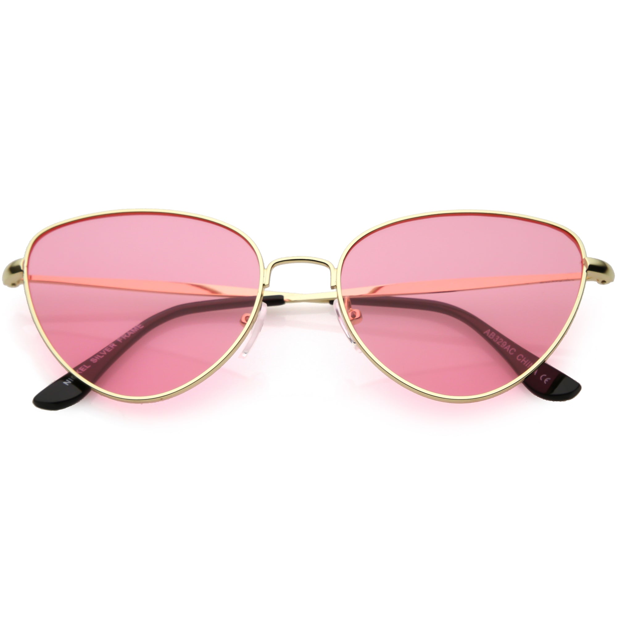 Women's Retro 1990's Fashion Colored Flat Lens Cat Eye Sunglasses - zeroUV