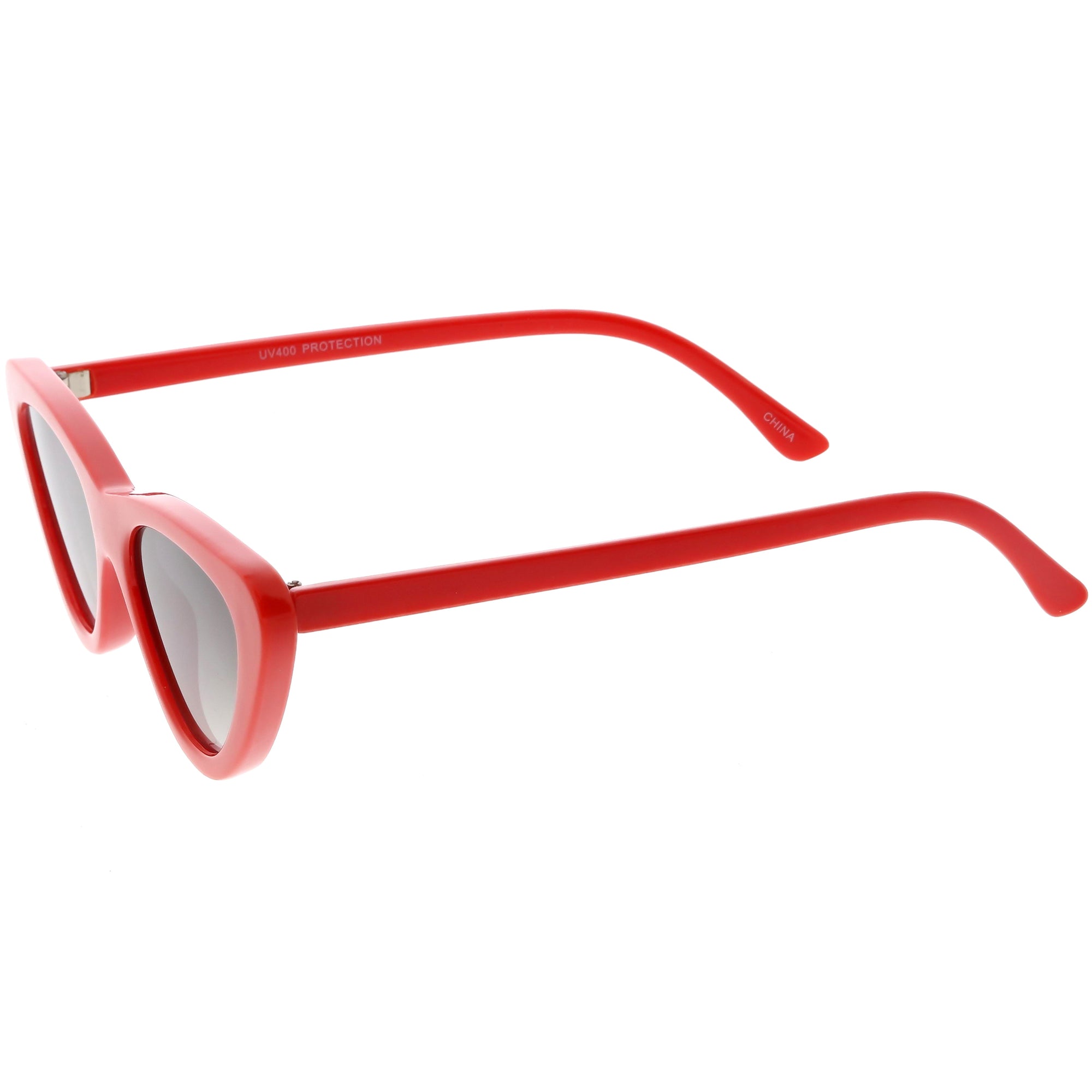 Small Retro Slim Flat Lens Cat Eye Sunglasses - C520 - zeroUV