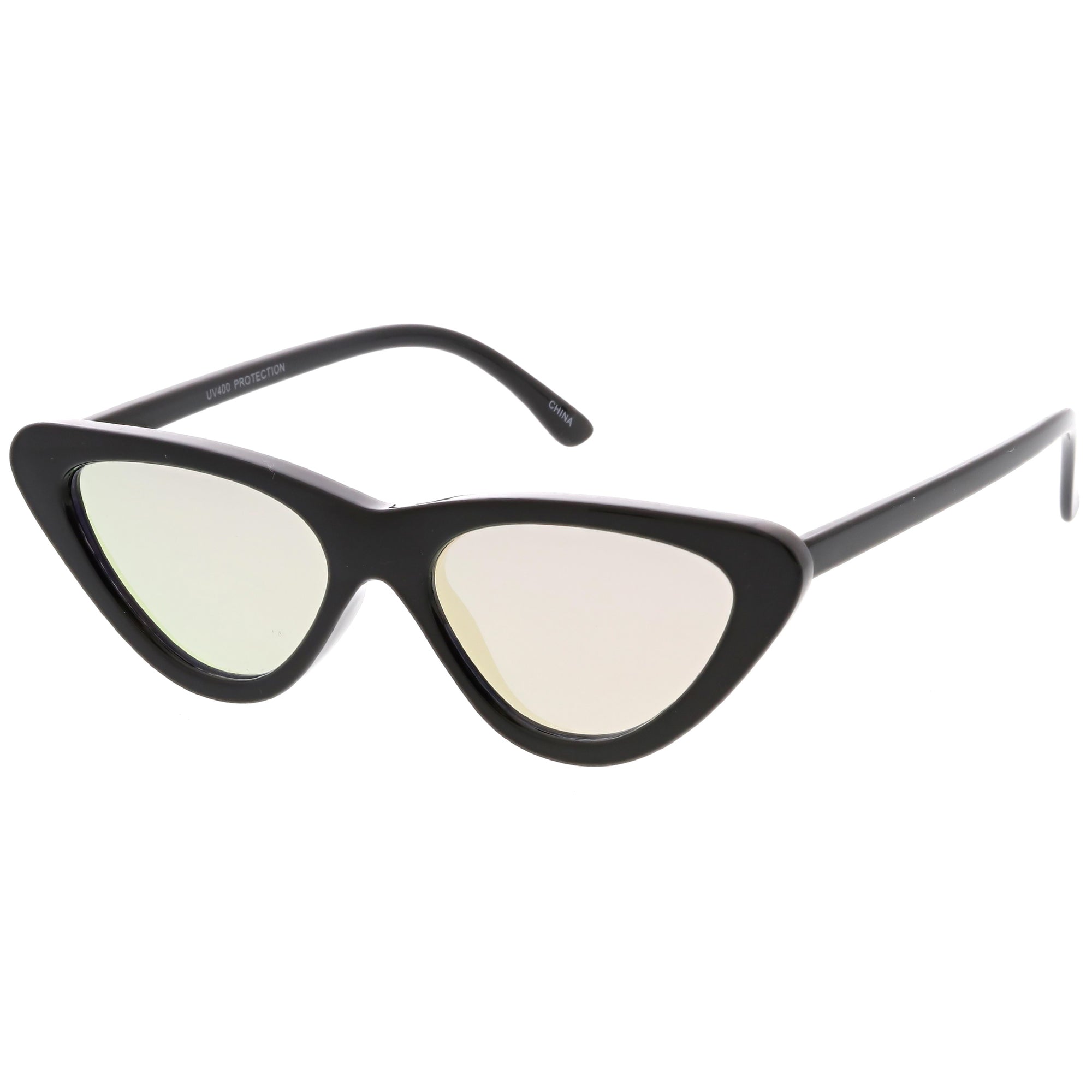 Women's 1990's Retro Narrow Flat Lens Cat Eye Sunglasses - zeroUV