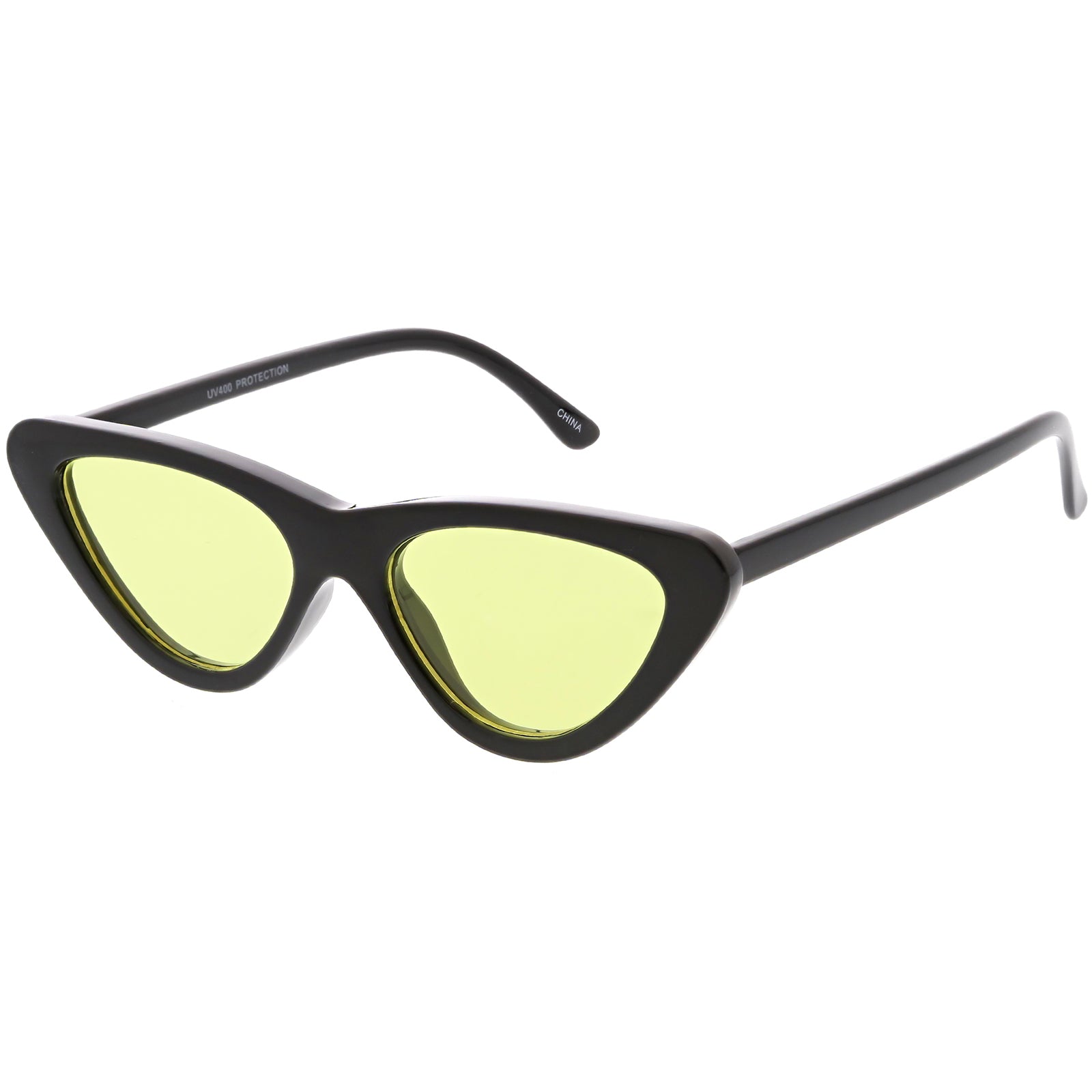 Retro 1990s Narrow Color Tone Flat Lens Cat Eye Sunglasses Zerouv 