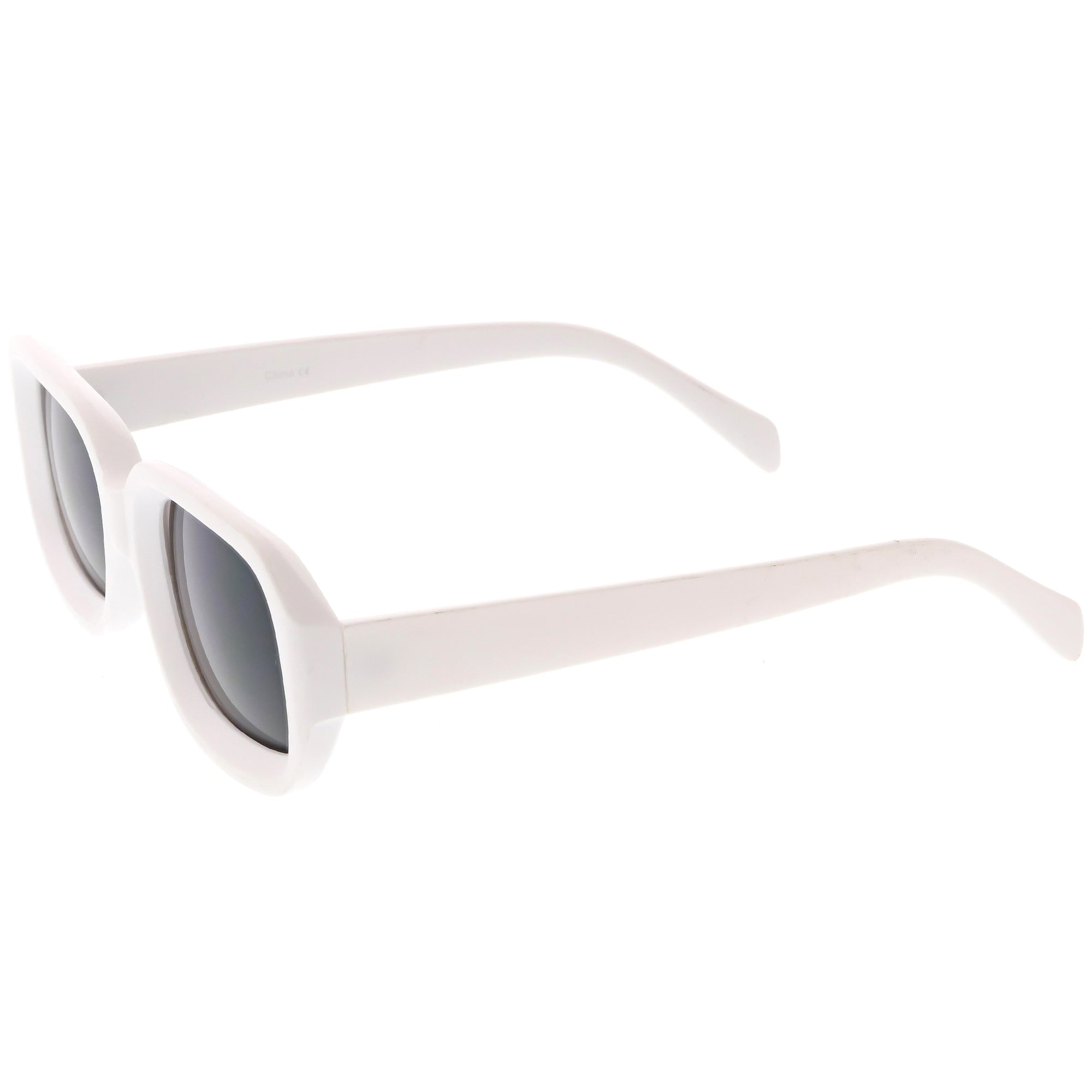 Retro Bold Deep Inset Rectangle Flat Lens Sunglasses - zeroUV