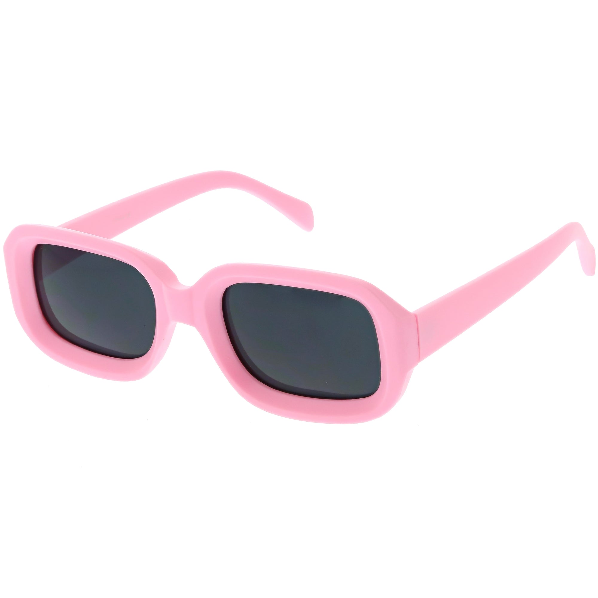 Retro Bold Deep Inset Rectangle Flat Lens Sunglasses - zeroUV