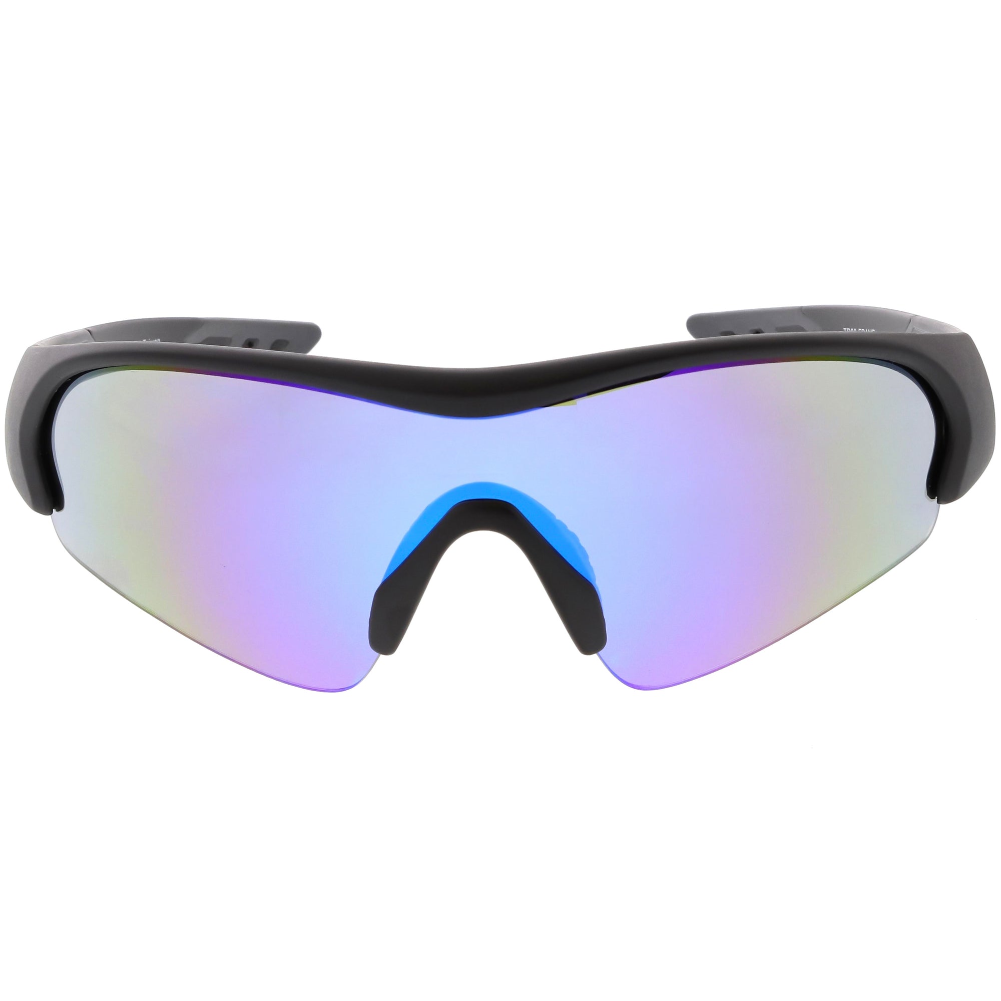 Men S Sports Tr 90 Half Frame Mirrored Lens Shield Sunglasses Zerouv