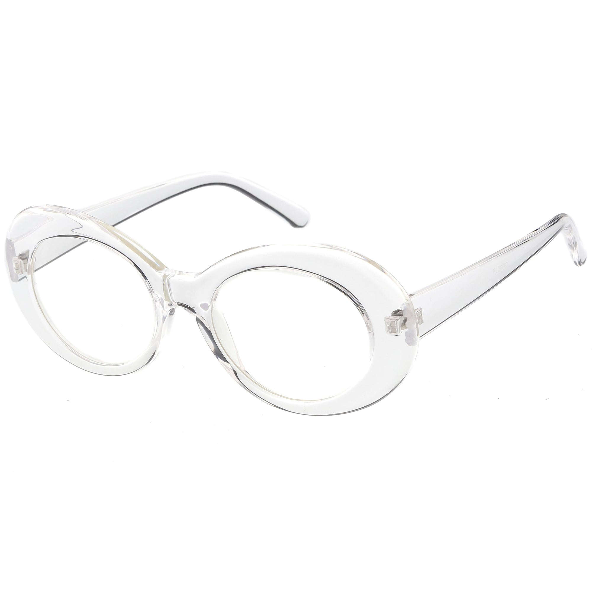 Retro 1990s Fashion Clear Lens Clout Oval Glasses Zerouv 