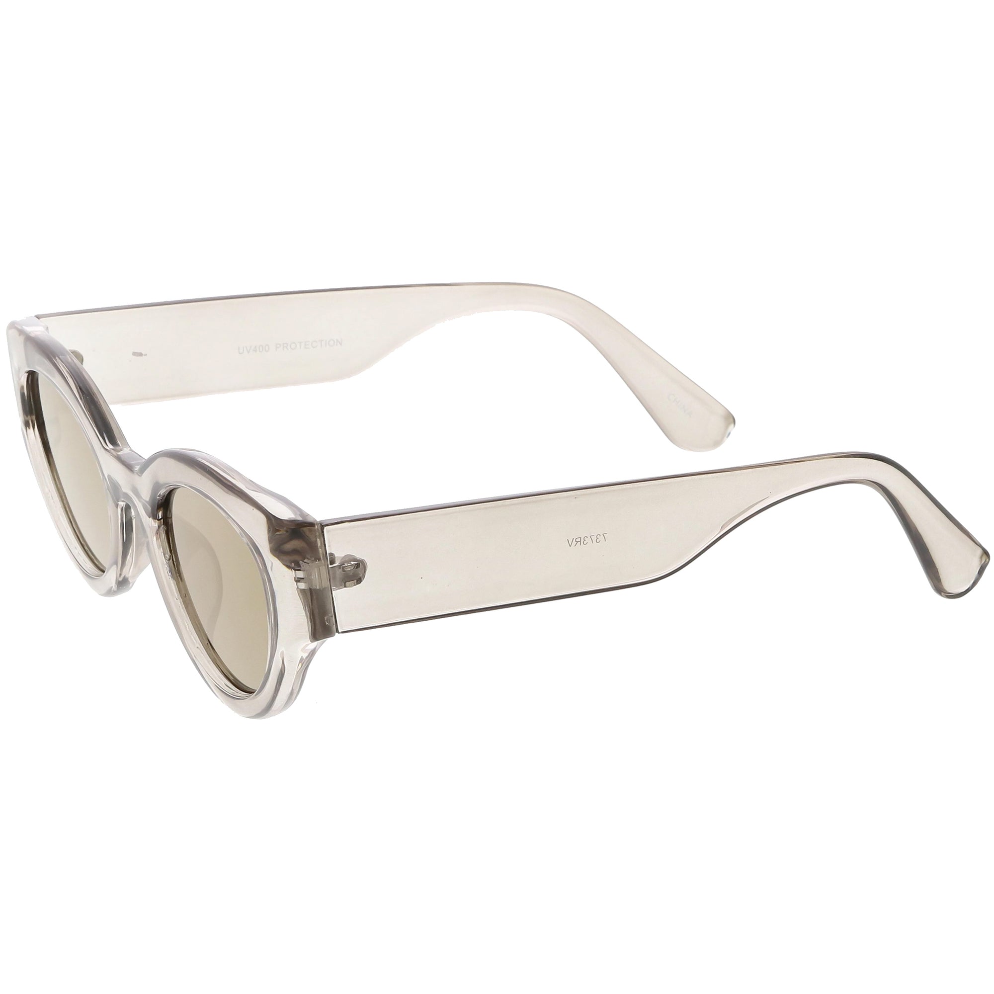 Bold Retro Fashion Oval Mirrored Flat Lens Sunglasses Zerouv 