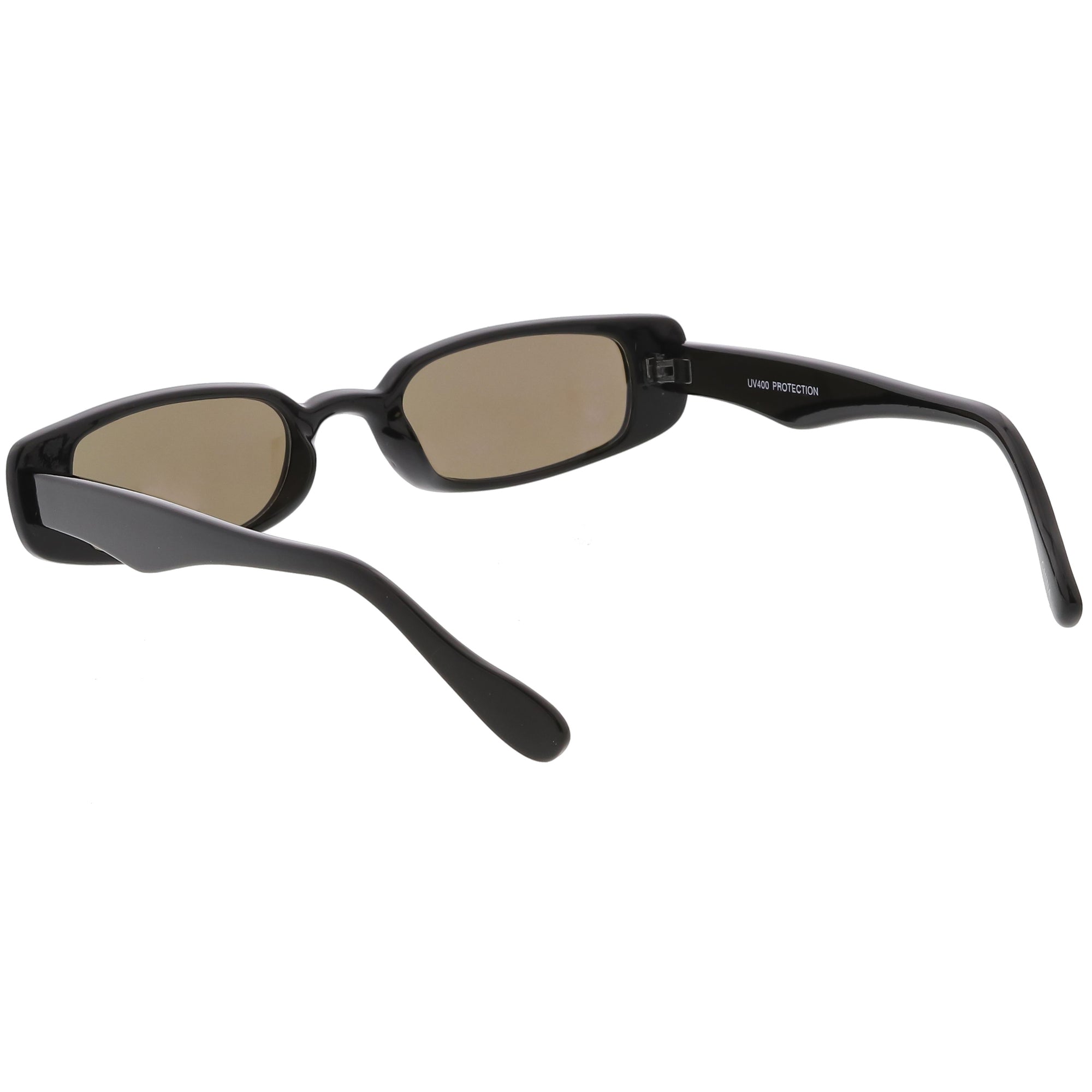 Retro 1990s Thin Rectangular Mirrored Lens Sunglasses Zerouv 