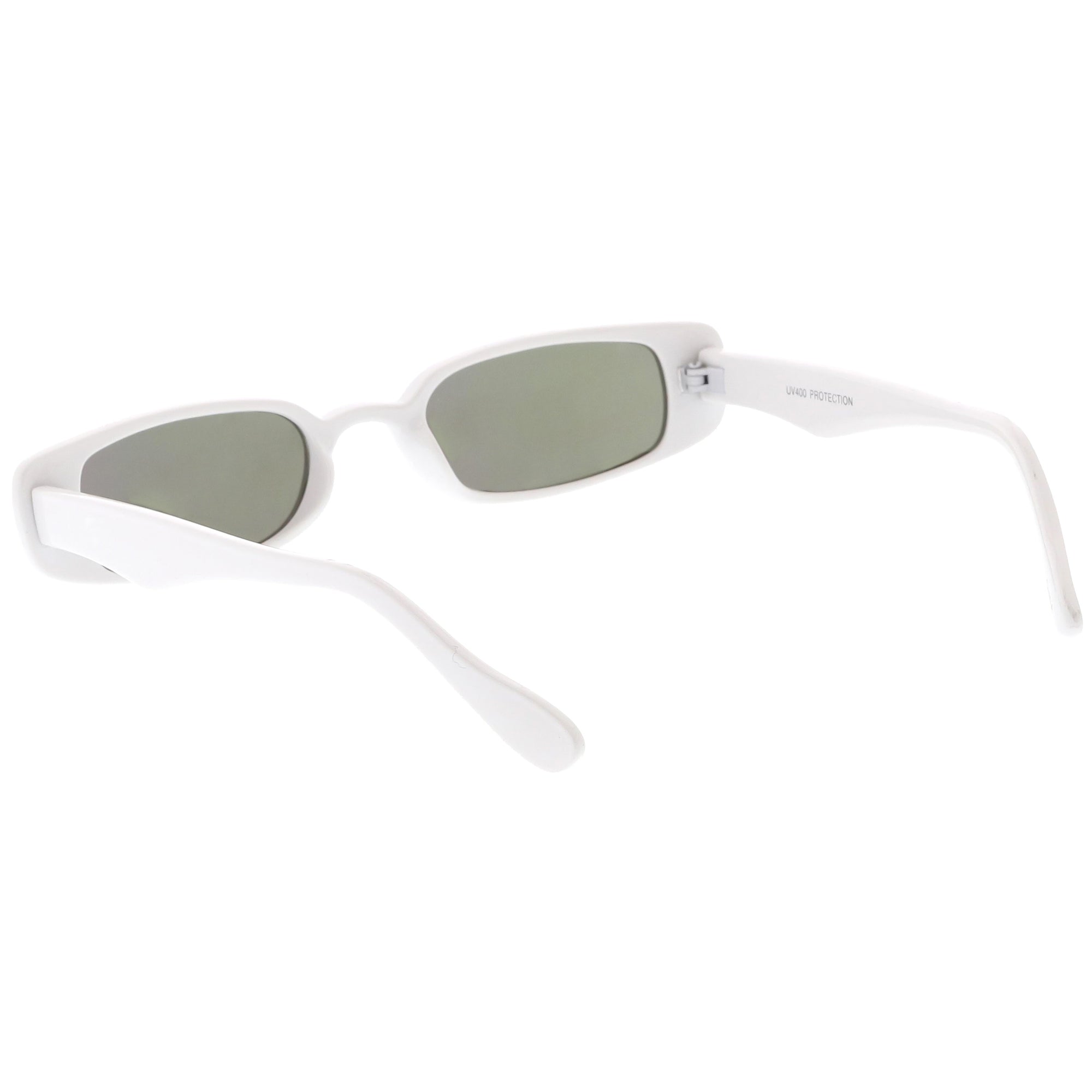 Retro 1990s Thin Rectangular Mirrored Lens Sunglasses Zerouv 