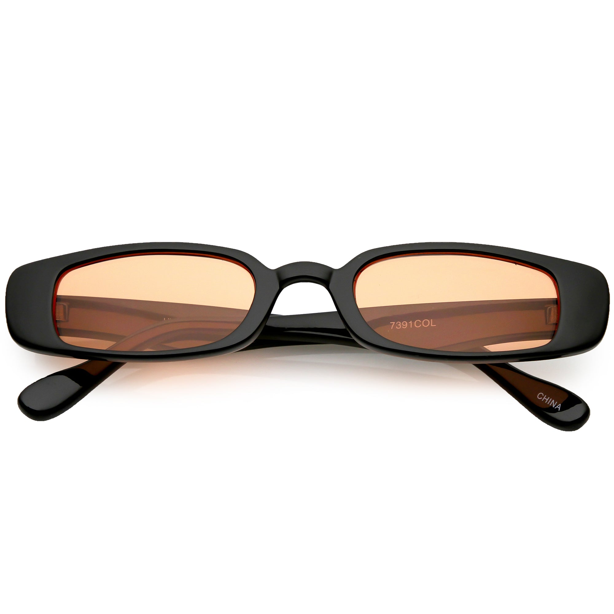 Unisex 90s Retro Thin Rectangle Color Tone Lens Sunglasses Zerouv 