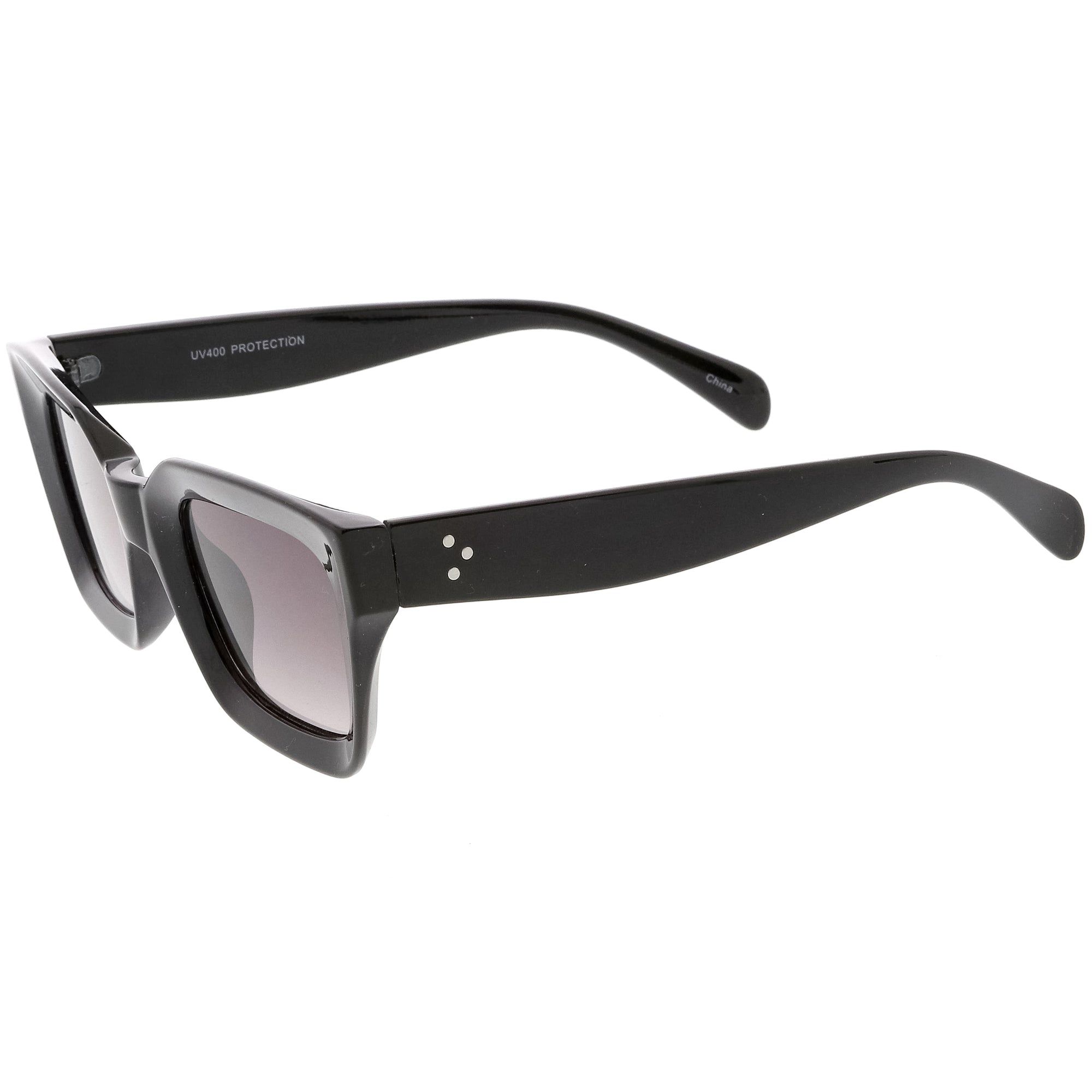 Retro 1950's Deep Inset Horned Rim Square Sunglasses - zeroUV