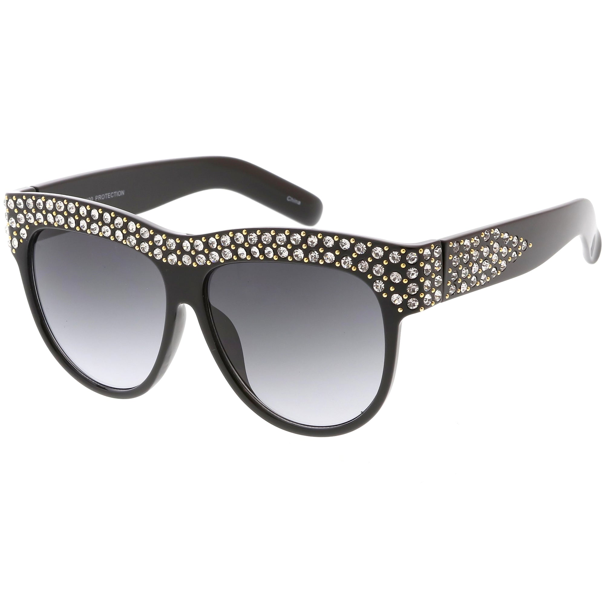 Women's Retro Handmade Rhinestone Oversize Sunglasses - zeroUV