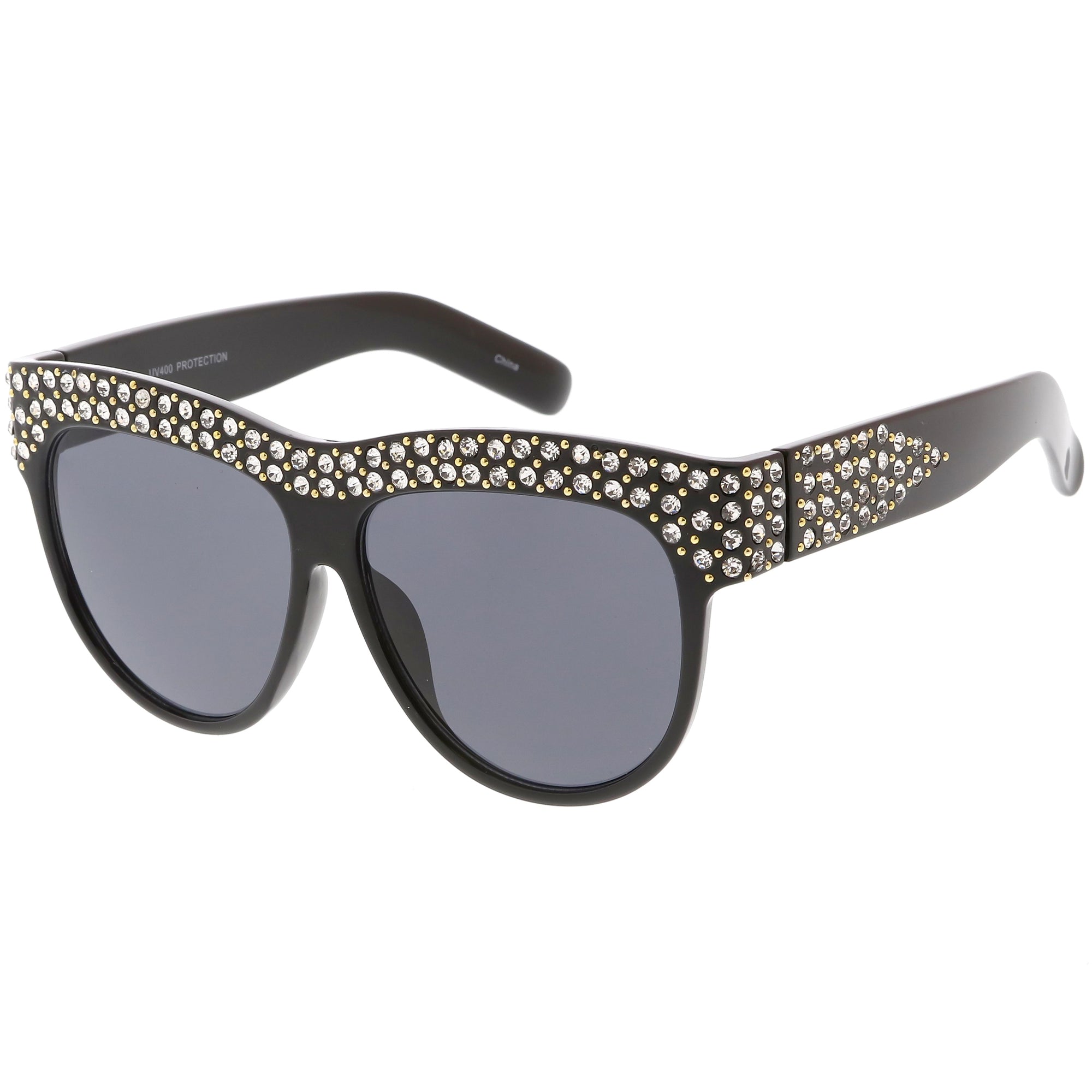 Women's Retro Handmade Rhinestone Oversize Sunglasses - zeroUV