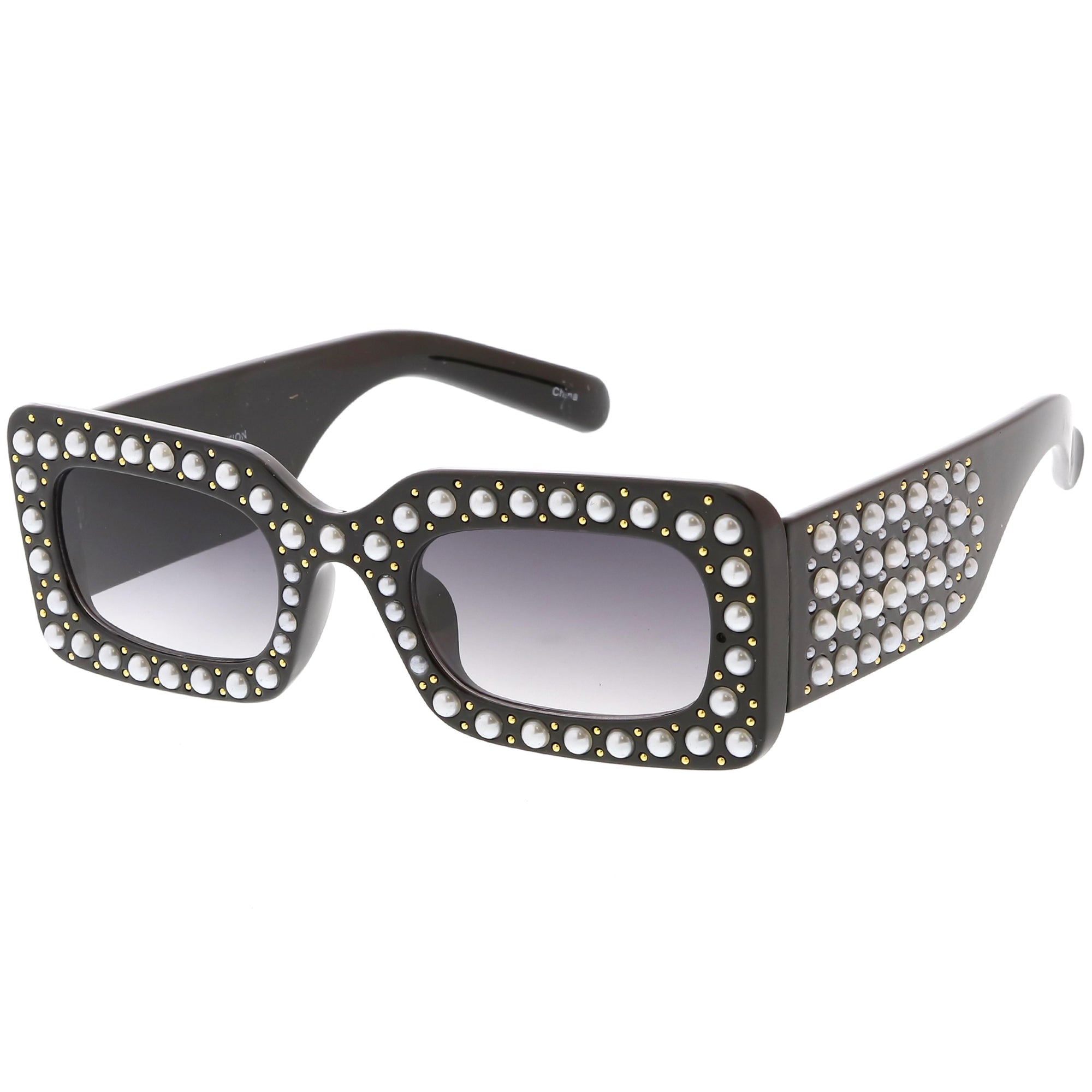 Retro Rectangular Handcrafted Rhinestone Sunglasses - zeroUV