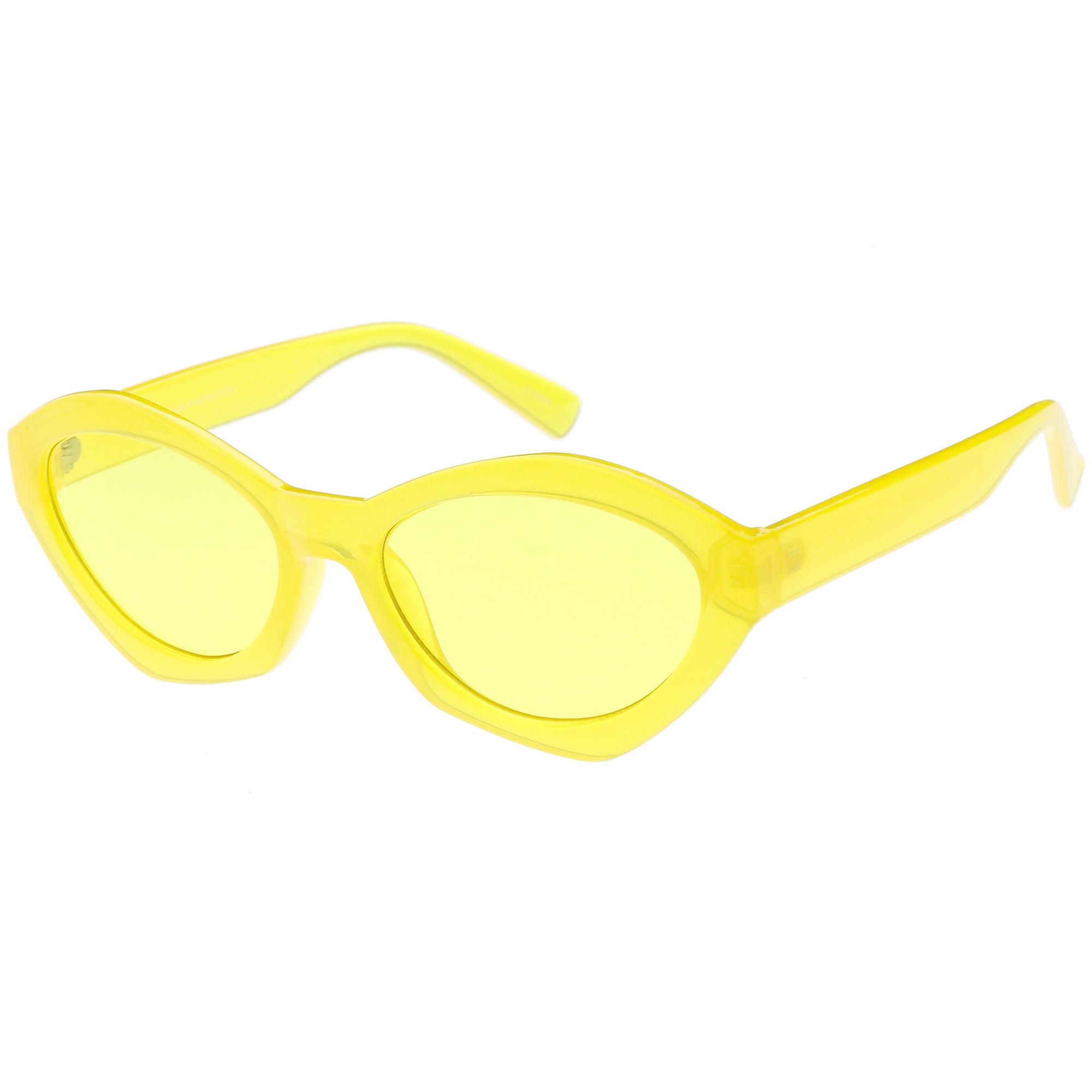 Retro Colorful Translucent Color Tone Oval Sunglasses - zeroUV