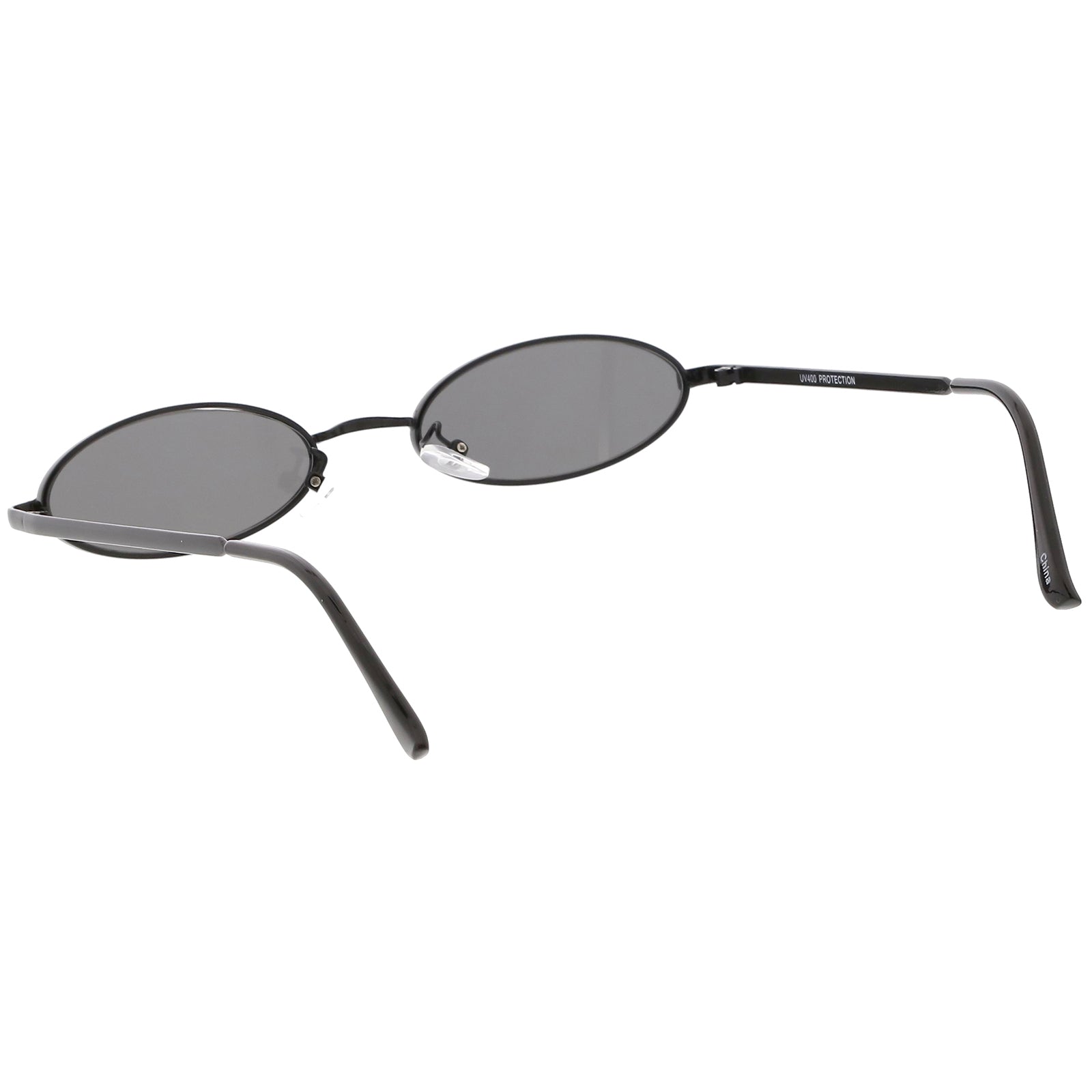 Retro 1990s Small Oval Metal Flat Lens Sunglasses Zerouv 