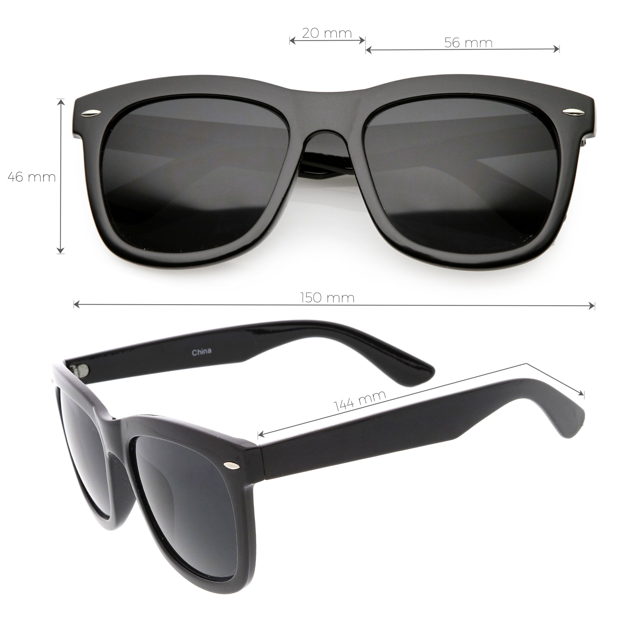 Oversize Wide Arm Metal Rivet Horn Rimmed Sunglasses C693 - zeroUV