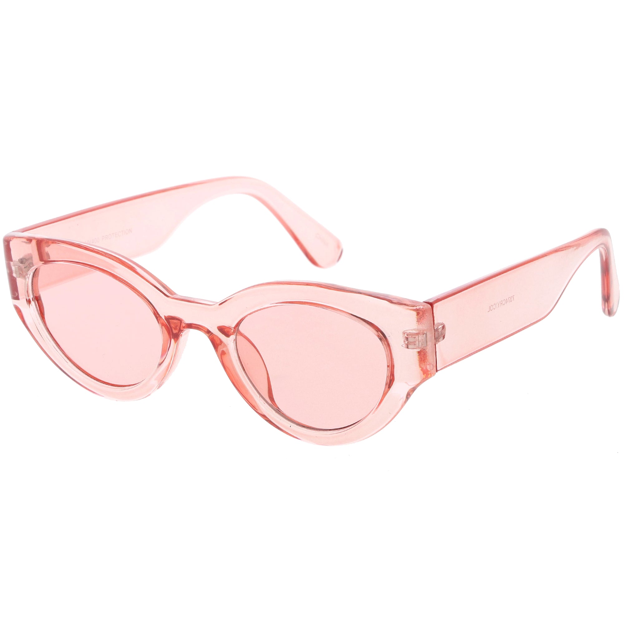 Retro Bold Translucent Color Tone Cat Eye Sunglasses - zeroUV