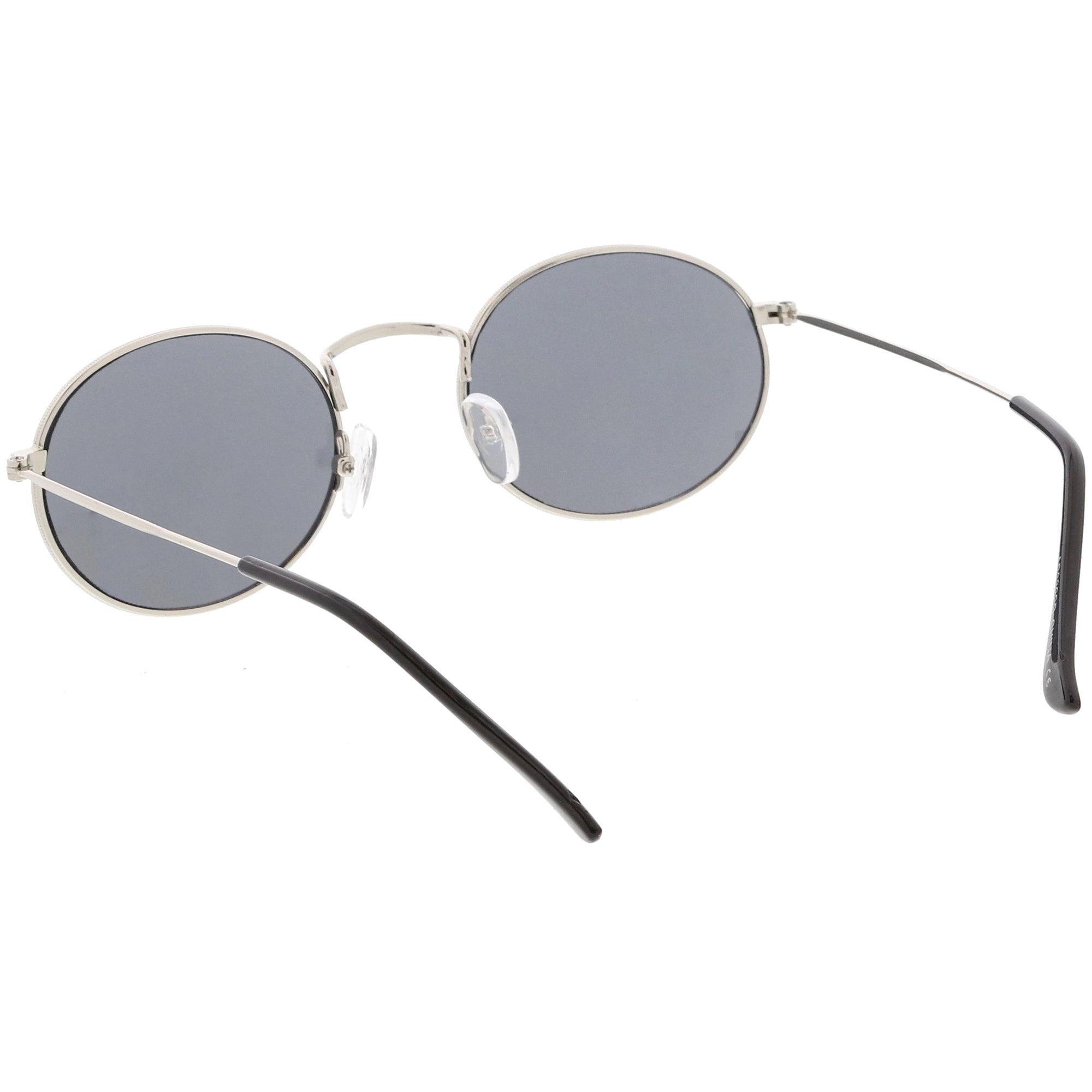 Retro Small 1990's Round Oval Metal Sunglasses - zeroUV