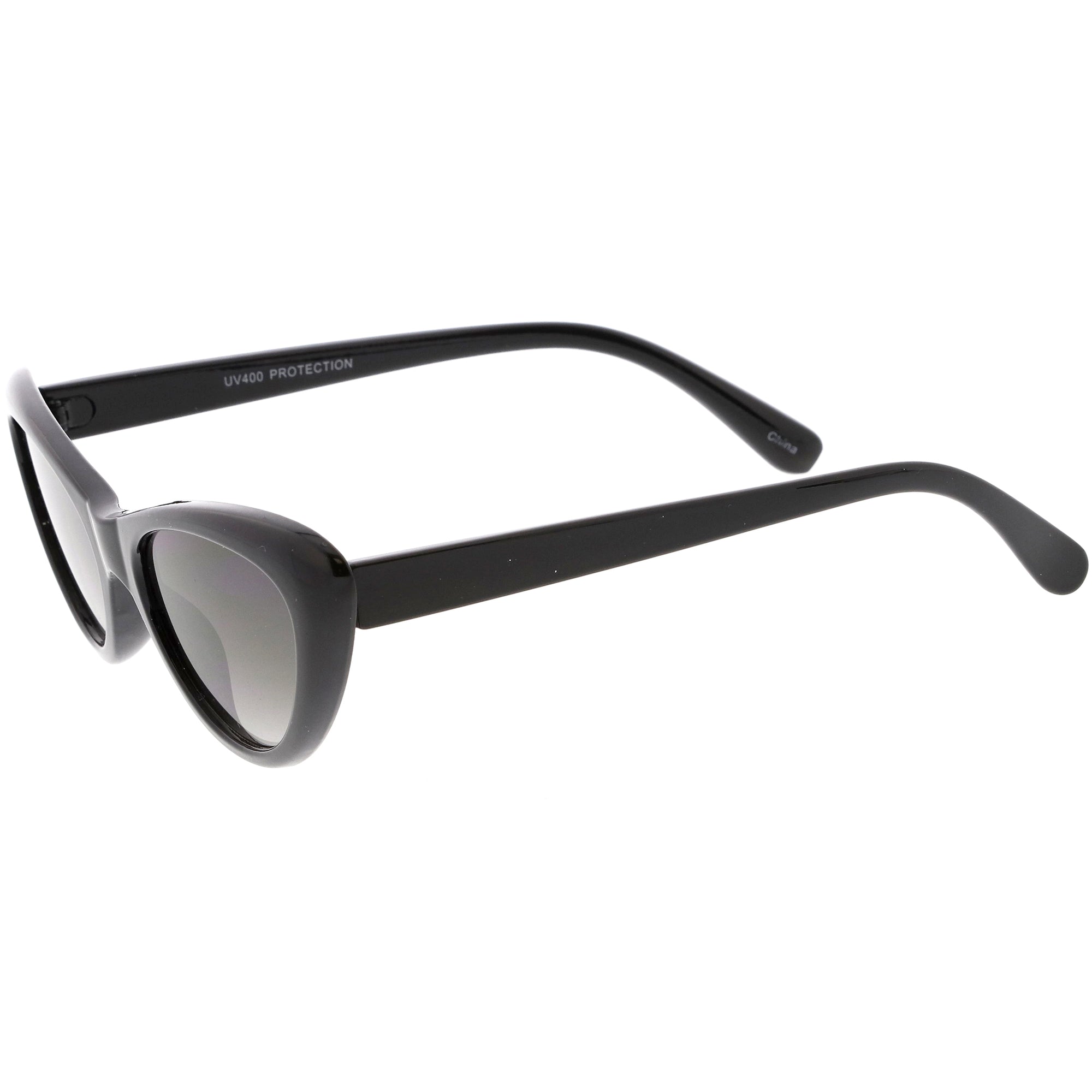 Small 1990s Retro Rounded Cat Eye Flat Lens Sunglasses Zerouv 
