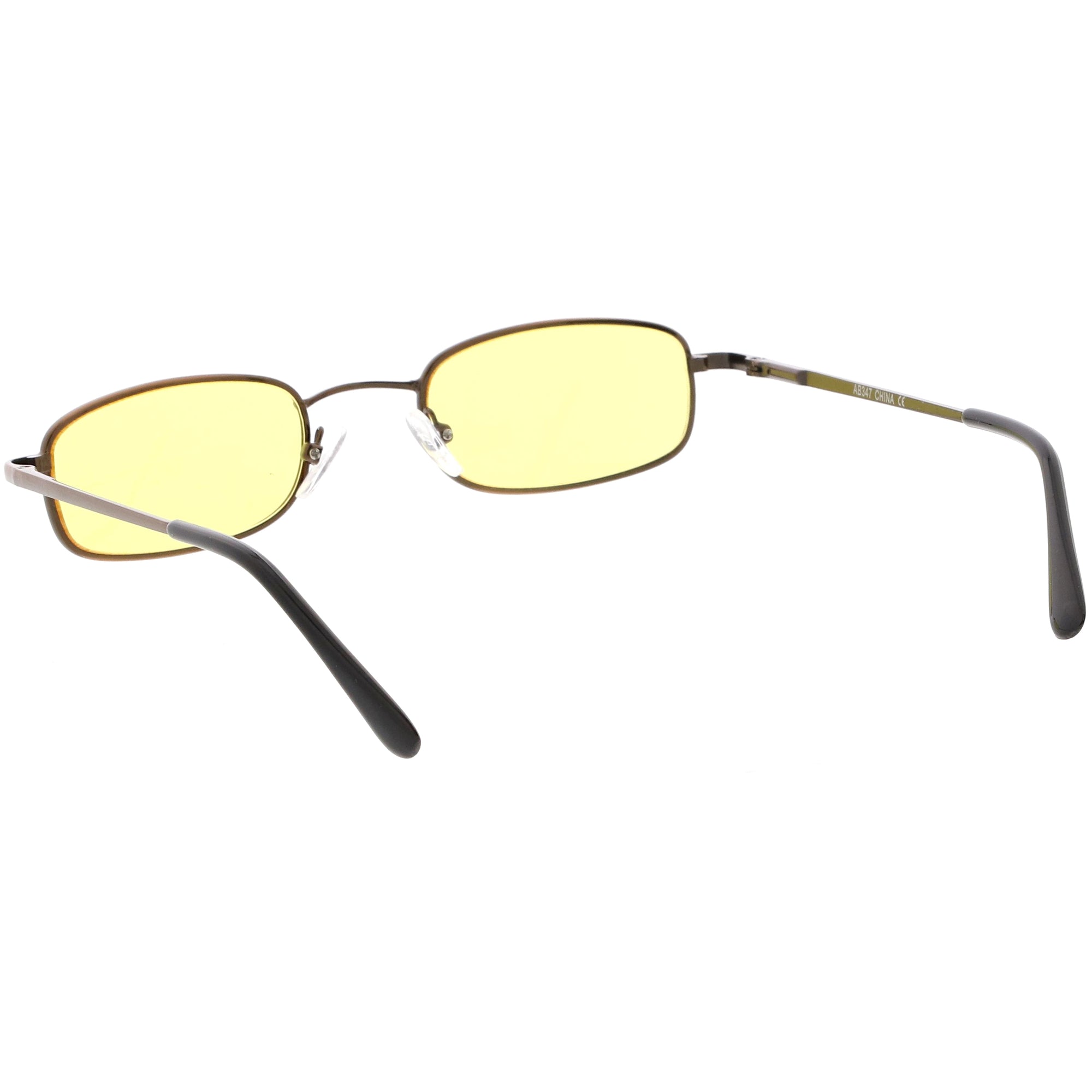 Retro 1990s Small Rectangle Color Tone Metal Sunglasses Zerouv 