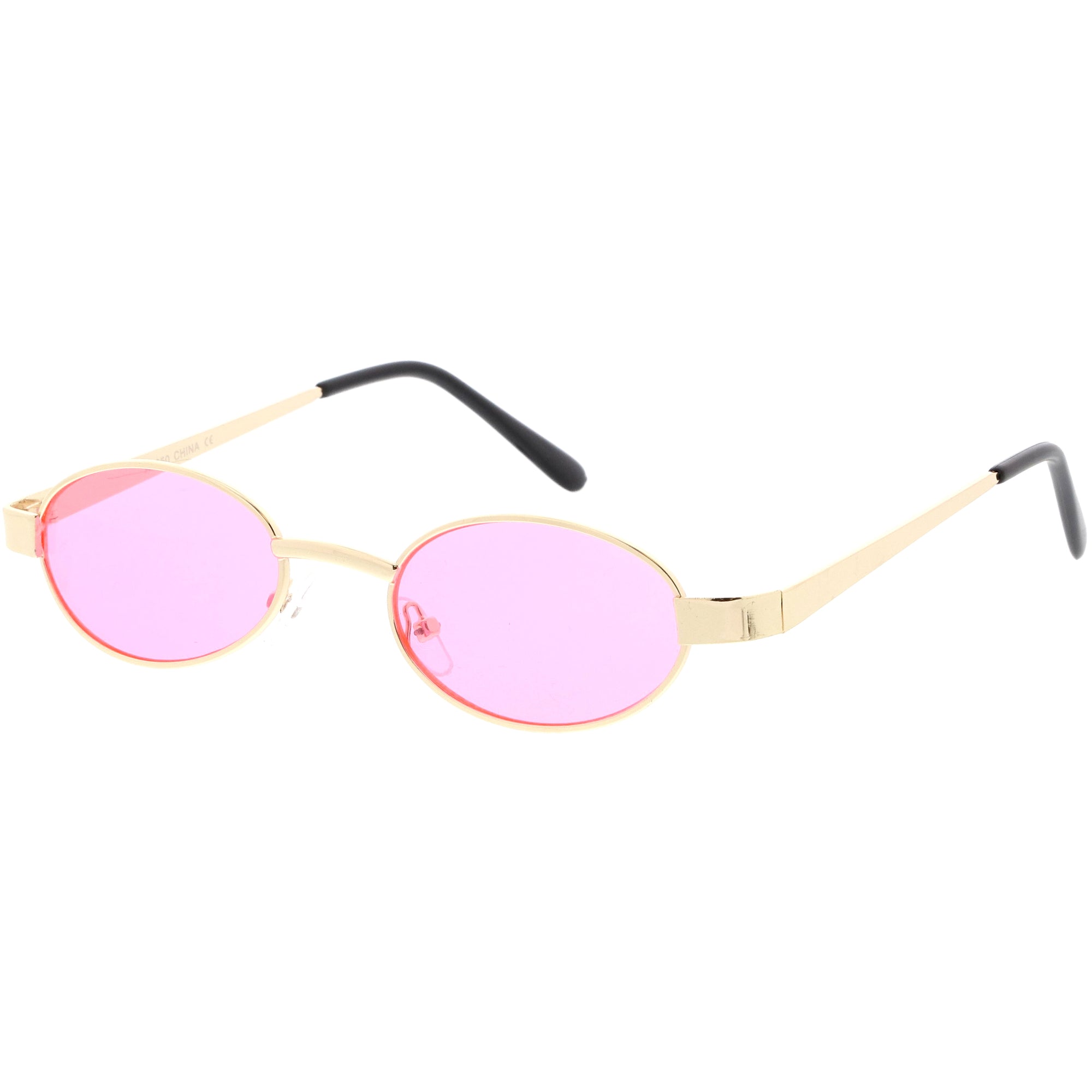 Retro 1990s Small Color Tone Oval Metal Sunglasses Zerouv 