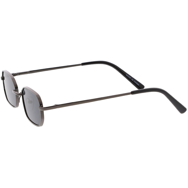 Retro Small 1990s Rectangle Flat Lens Metal Sunglasses Zerouv 