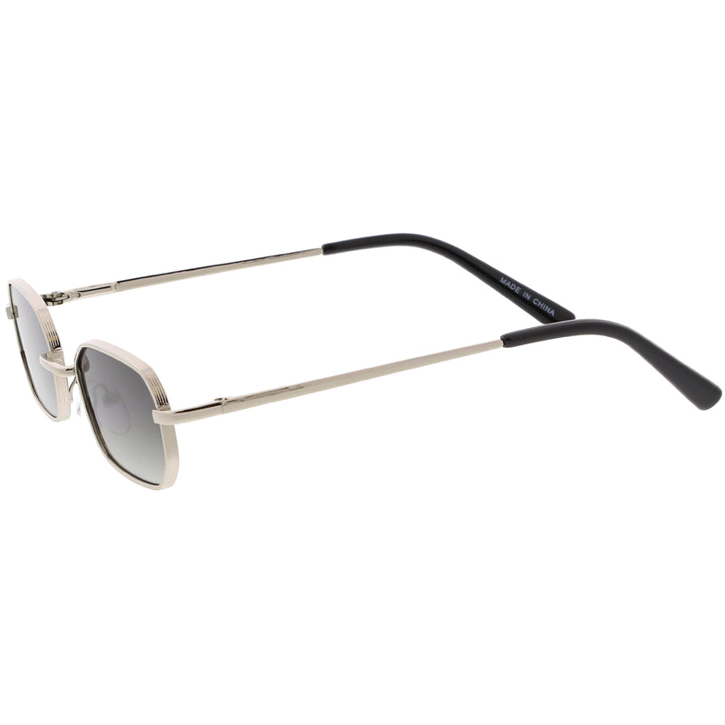 Retro Small 1990s Rectangle Flat Lens Metal Sunglasses Zerouv 