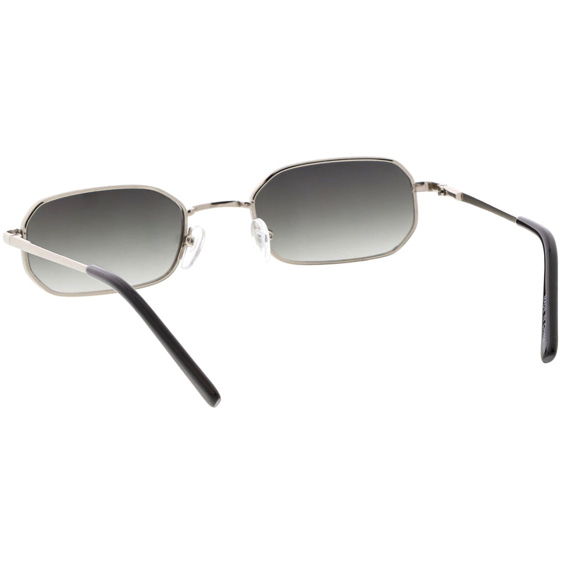 Retro Small 1990s Rectangle Flat Lens Metal Sunglasses Zerouv 