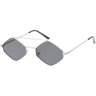 Retro Geometric Hexagon Diamond Shaped Flat Lens Sunglasses - zeroUV